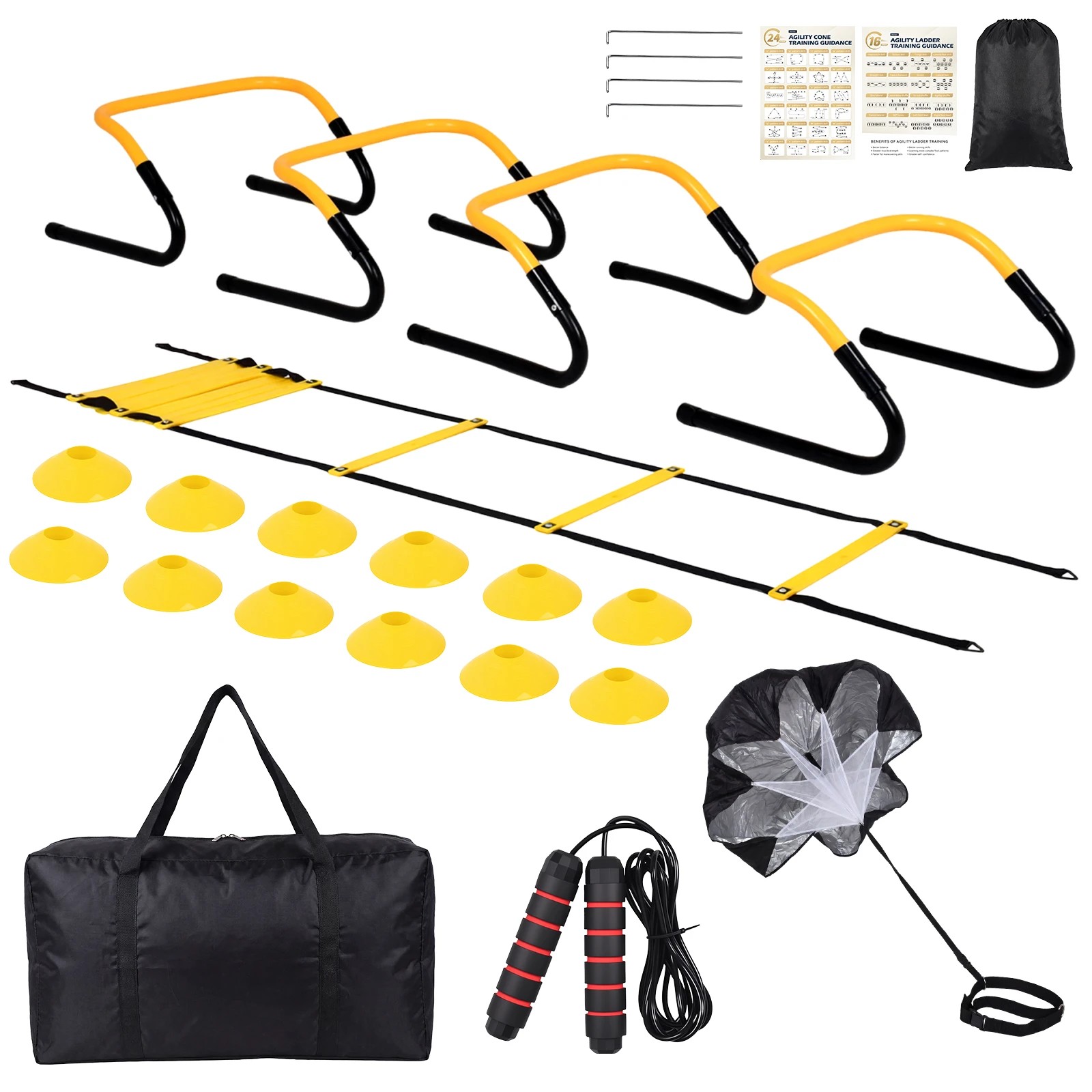 1 Advwin Ultimate Agility Speed Training Set, Multi-Sport Training Gear for Soccer, Basketball & Football - Yellow, 1 of 9