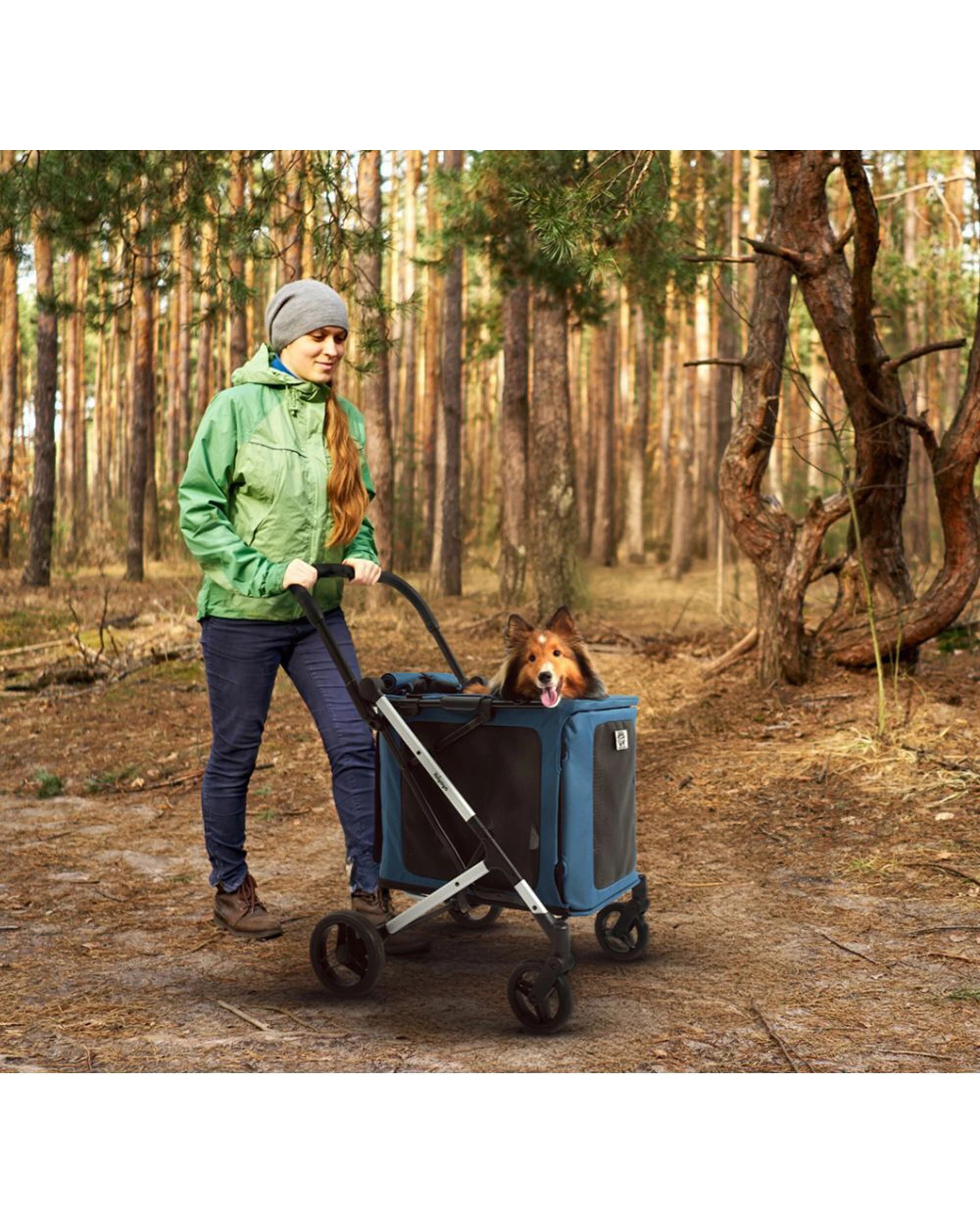 5 Ibiyaya Bigbuddy Folding Pet Stroller Crate Carrier Combo For Large Dogs - Blue, 5 of 7