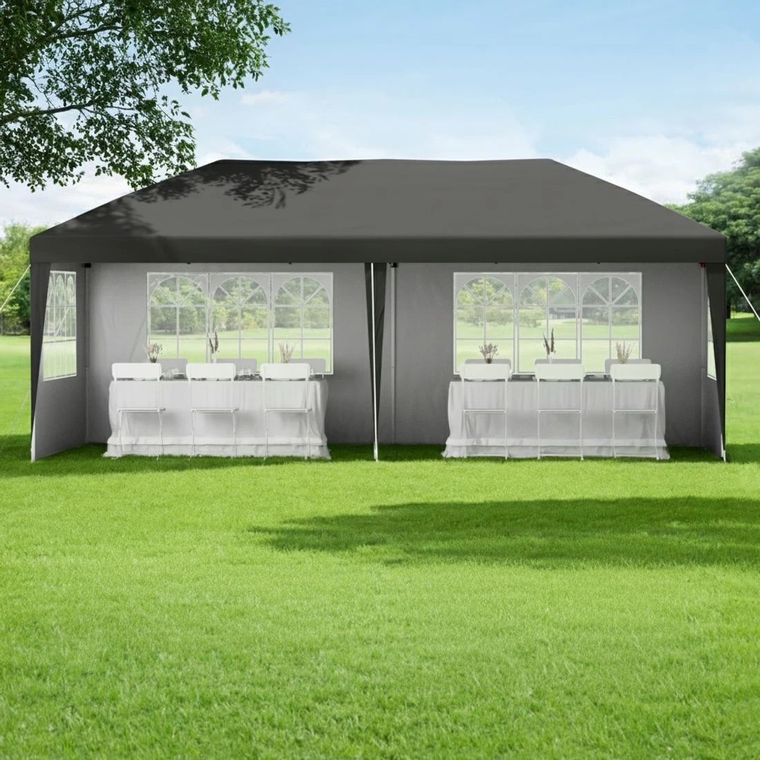 4 Instahut Gazebo 3x6m Pop Up Marquee Wedding Party Outdoor Camping Canopy - Grey, 4 of 6