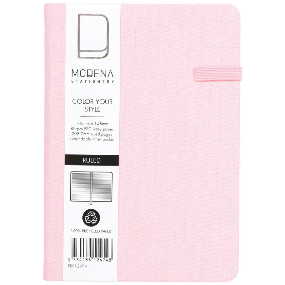 1 Modena A6 Linen Ruled Notebook Pink, 1 of 5