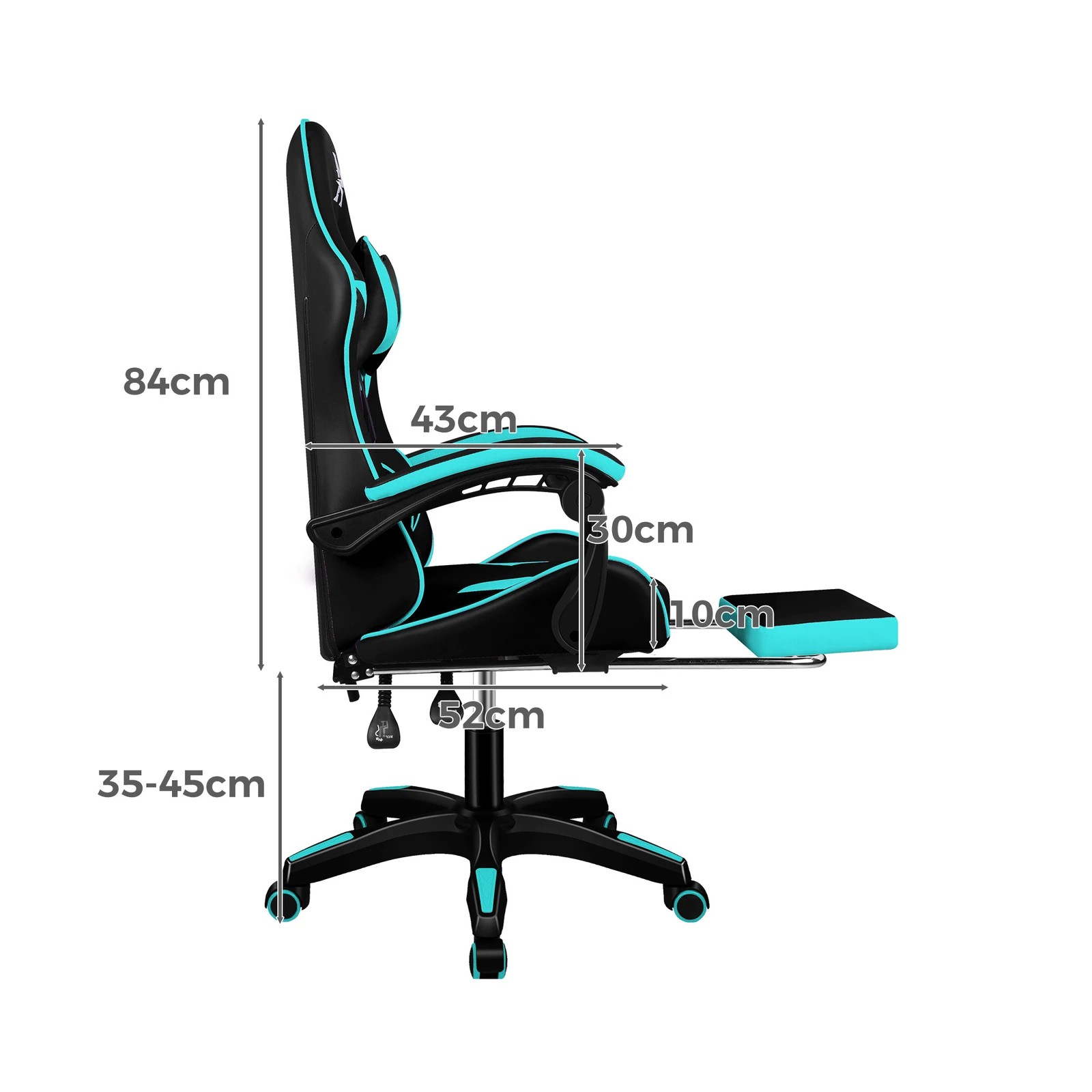 9 Alfordson Gaming Office Chair Massage Computer Footrest Leather - Cyan, 9 of 10