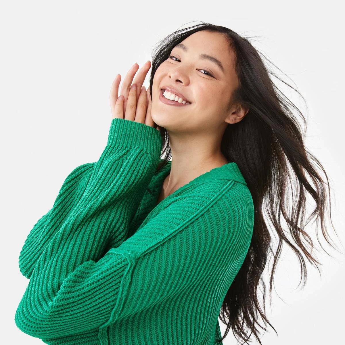 5 Chenille V-Neck Jumper SIMPLY GREEN, 5 of 9