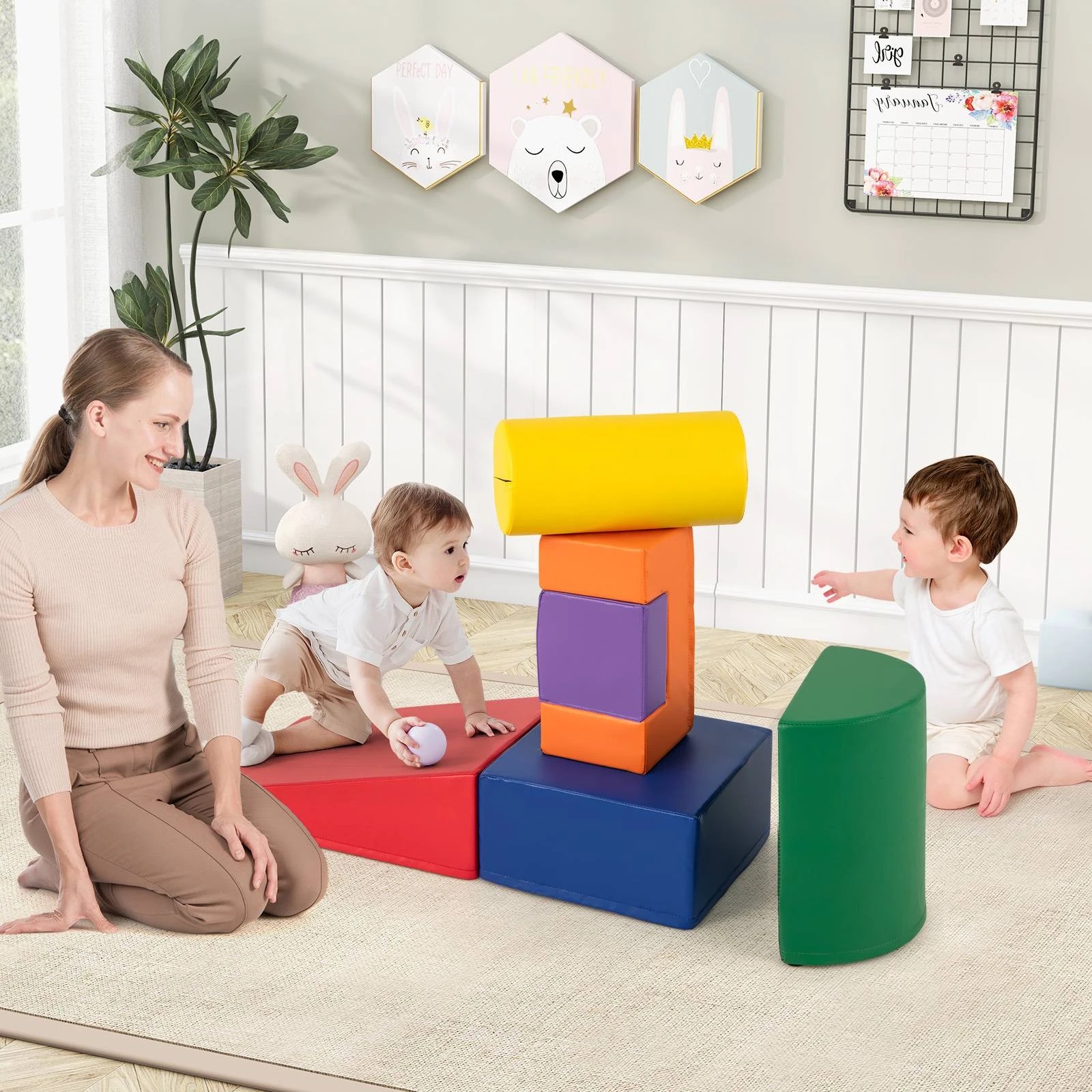 2 Costway 6PCS Foam Climbing Blocks Climb & Crawl Activity Playset - Multi, 2 of 2