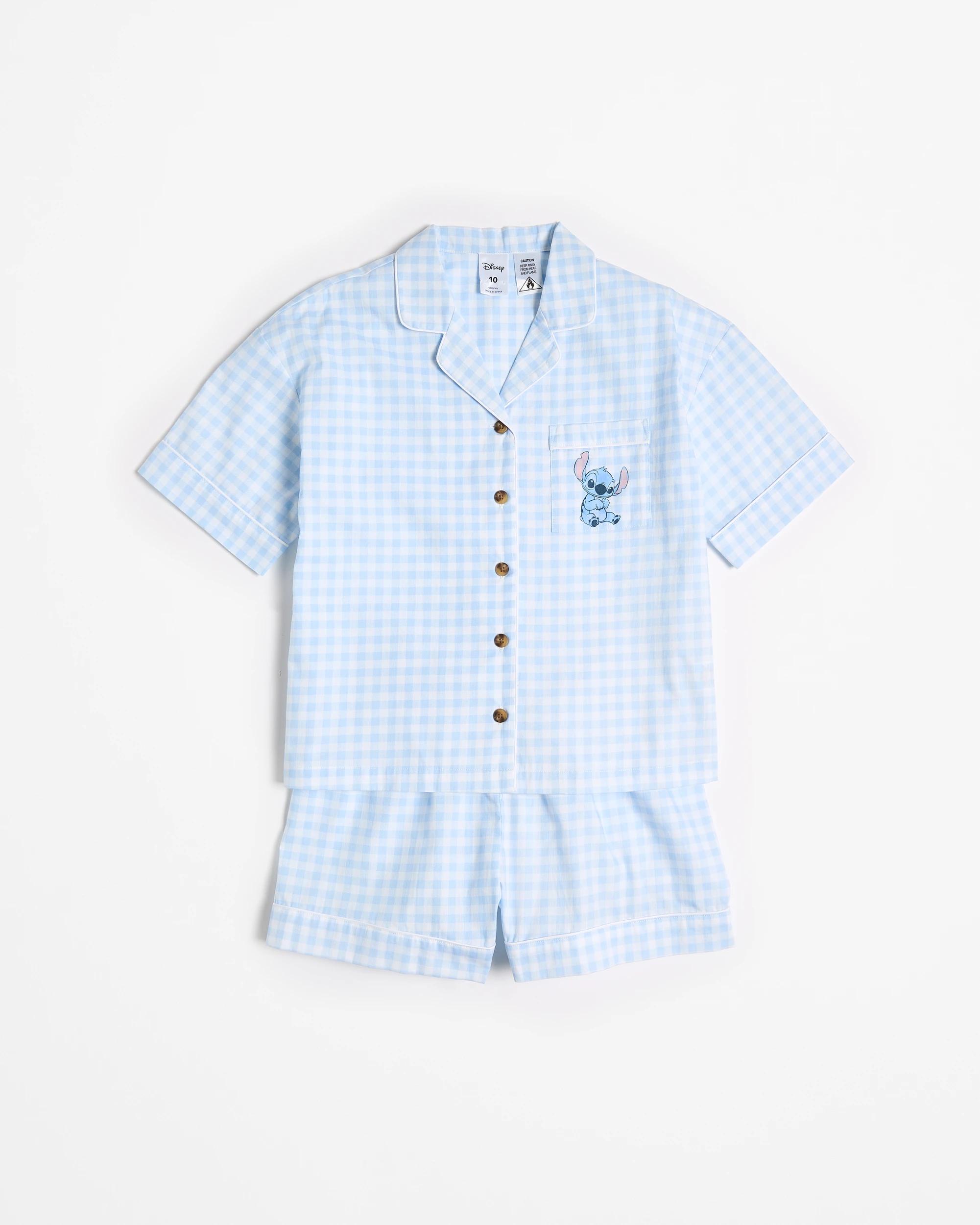 5 Disney Stitch Disney Lilo & Stitch Australian Cotton Older Girls Short Pyjama Set BLUE GINGHAM, 5 of 7