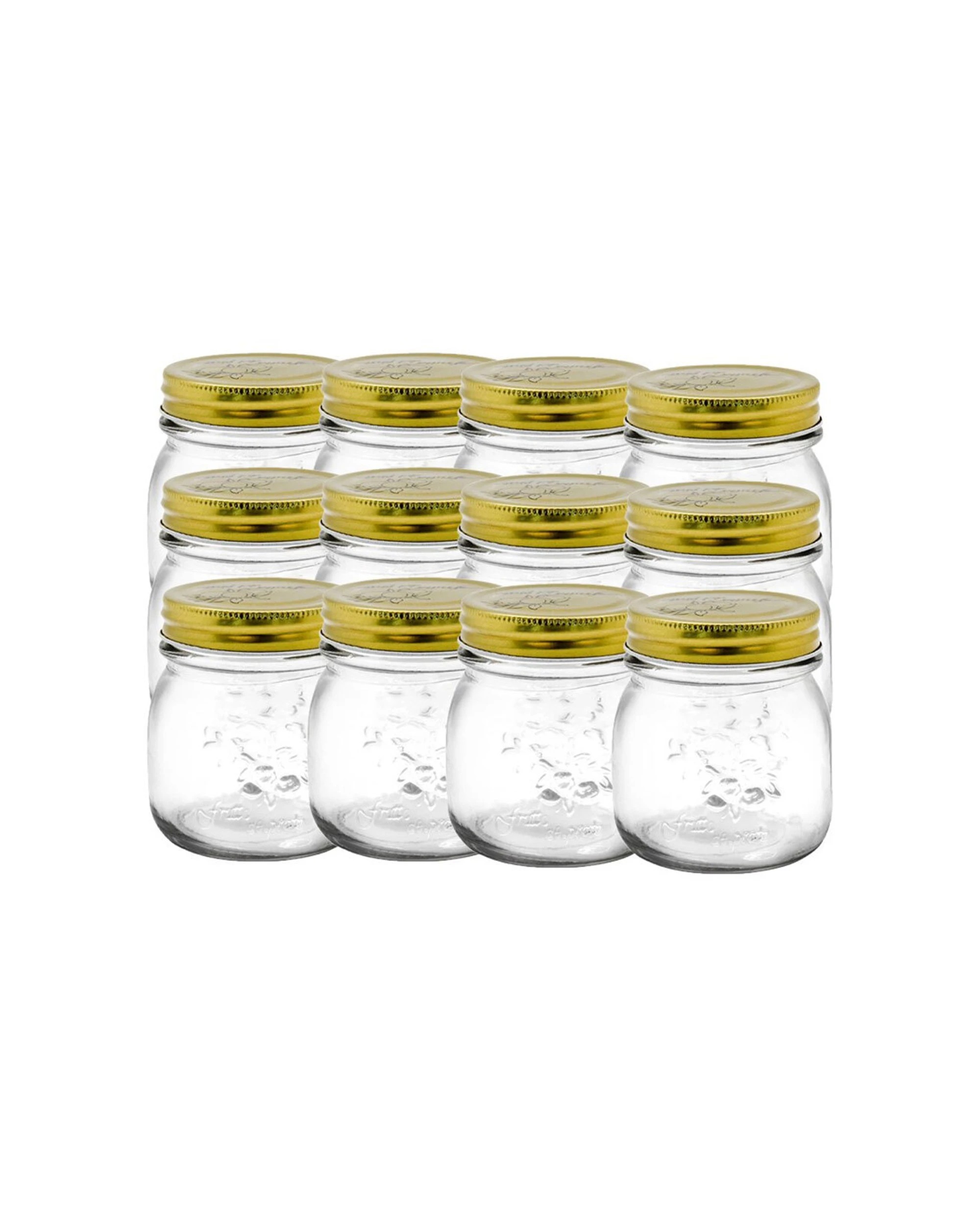 1 12pk Lemon & Lime 300ml Roma Glass Jars Preserve Jar Container W/ Gold Lids
 - Gold, 1 of 3