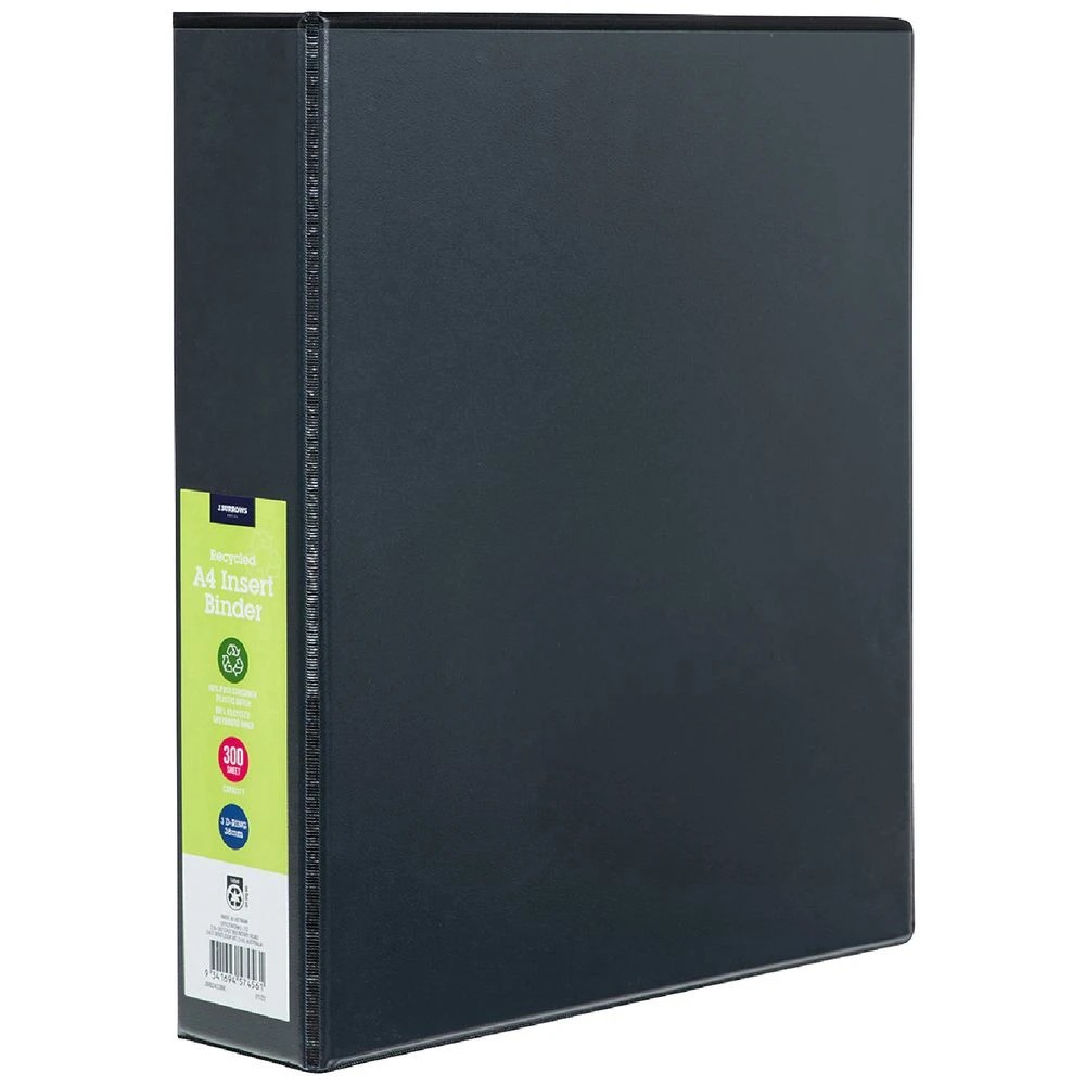 1 J.Burrows Insert Binder A4 3 D-Ring 38mm Black, 1 of 6