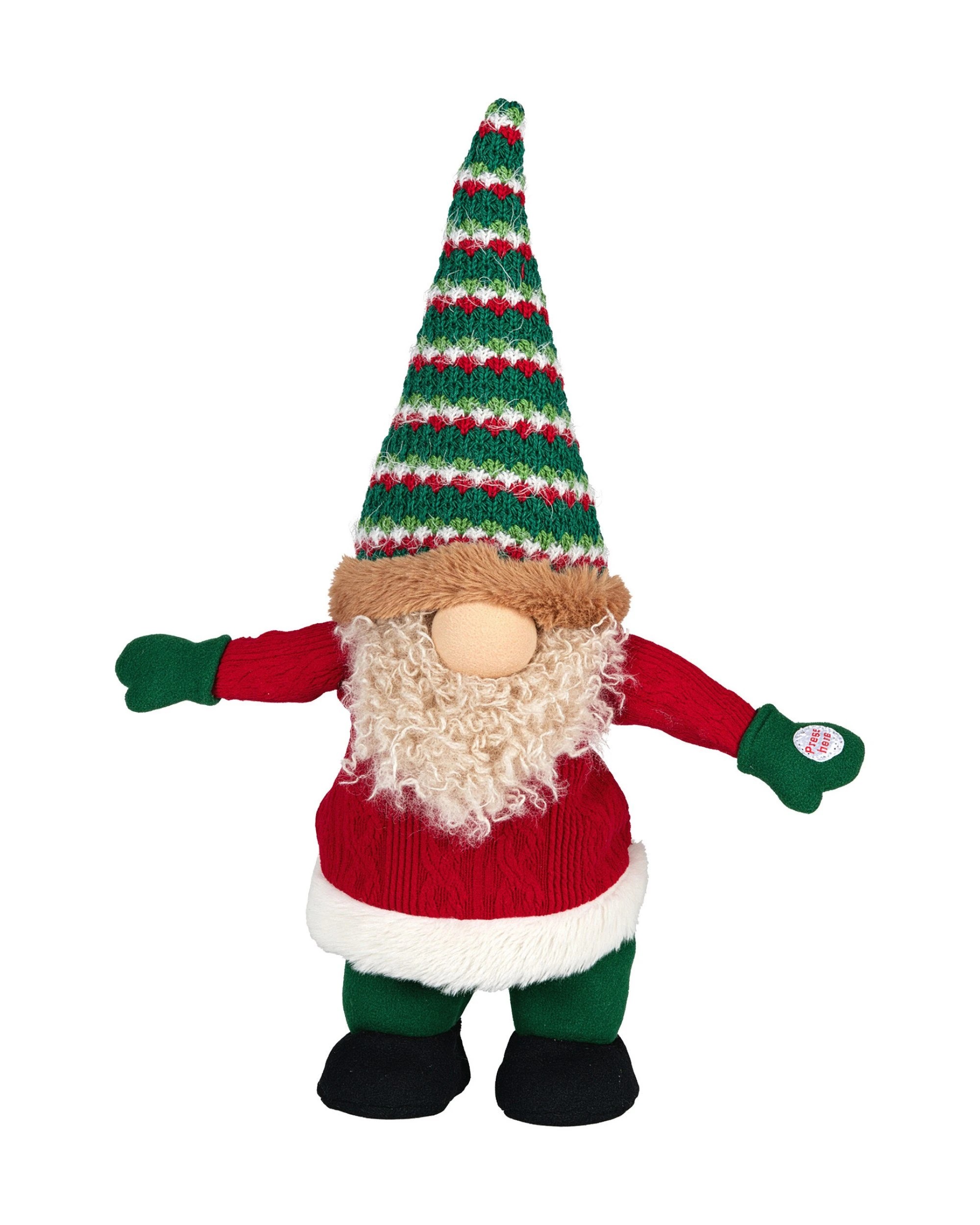 1 Christabelle 41cm Christmas Gnome Elf Dancing Musical Decoration Ornament Table Top Mantel Display With Music, 1 of 5