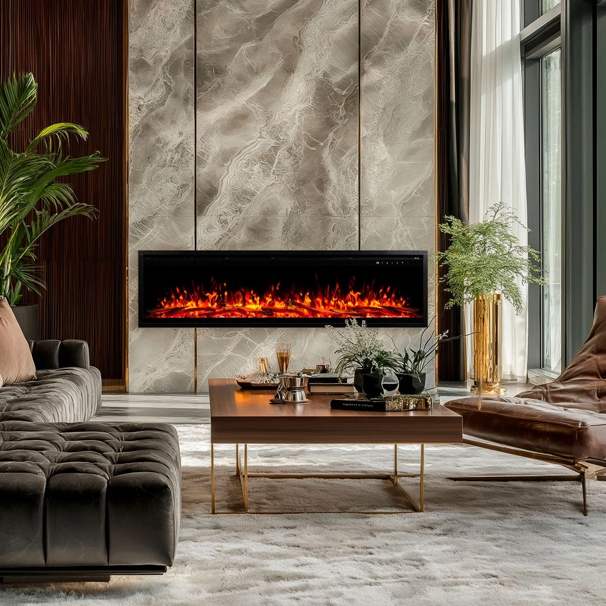 1 Moda Living Harmony 55 inch Electric Fireplace - Black, 1 of 5