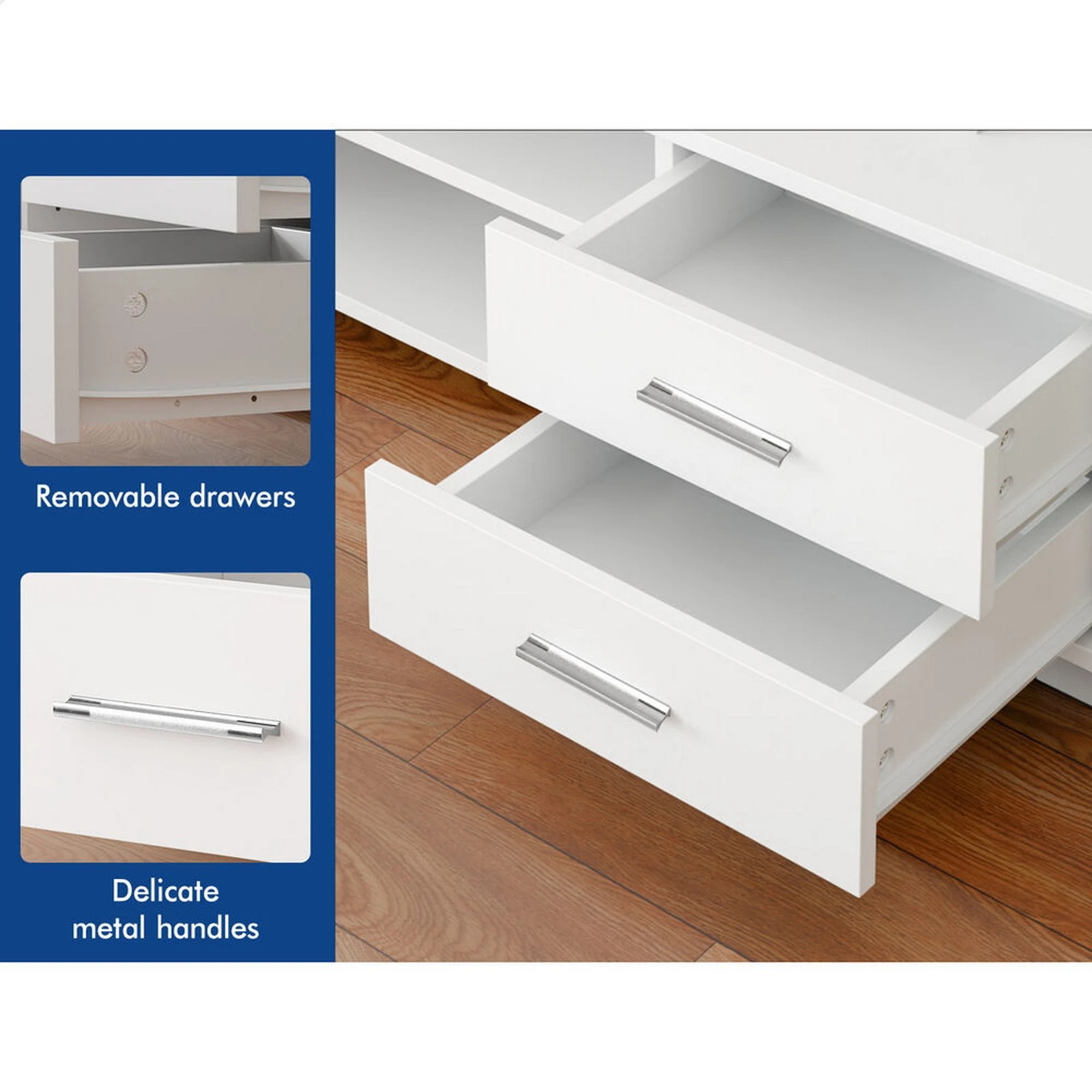 3 Alfordson Entertainment Unit TV Cabinet Stand 120cm Storage Drawer - White, 3 of 9