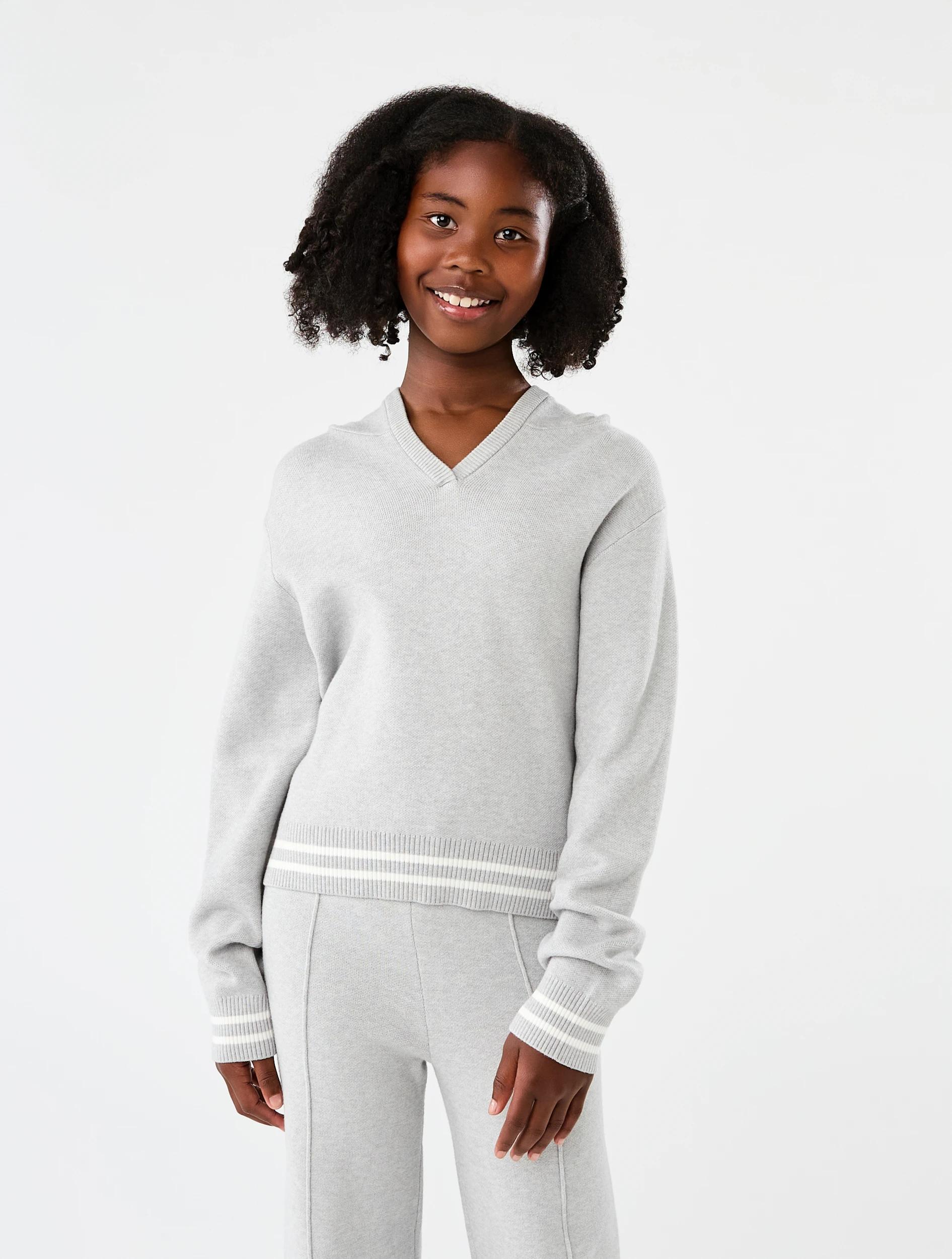 1 Bonded Knit Hoodie Grey Marle, 1 of 7