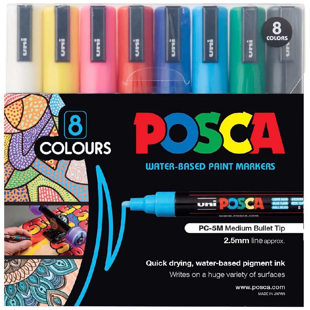 1 POSCA PC 5M Paint Marker Assorted 8 Pack, 1 of 10