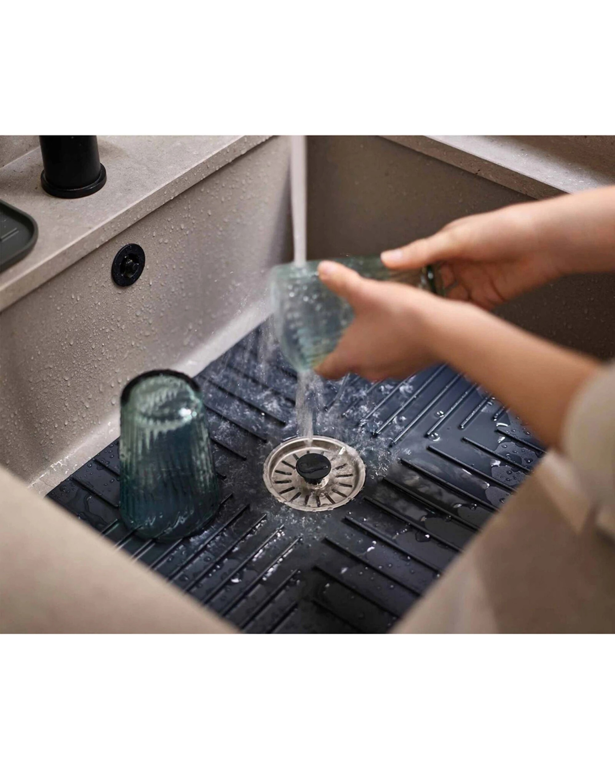 7 Joseph Joseph SinkShield Sink Saver Protector Mat Large Removable Plug - Grey, 7 of 7