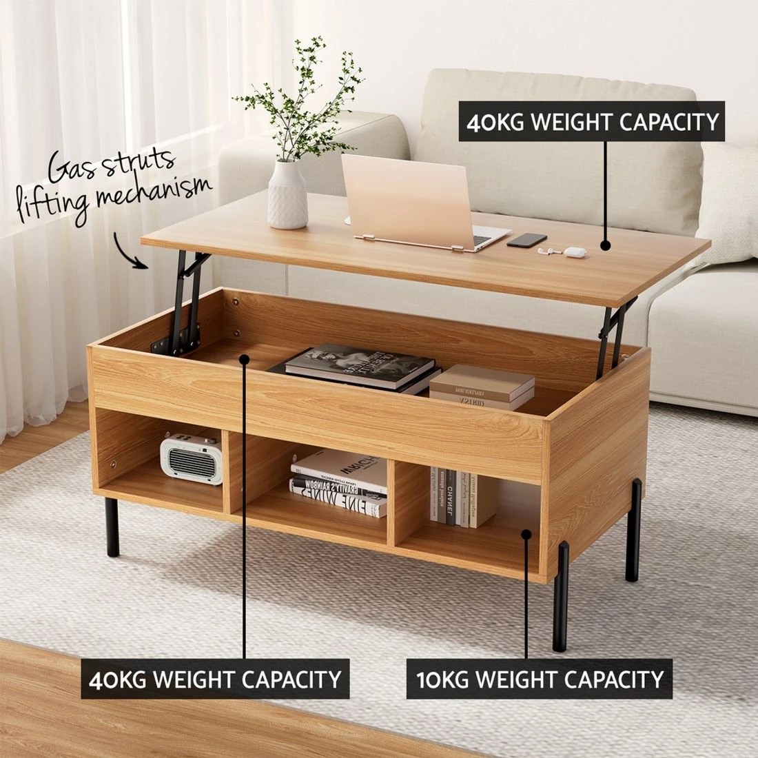 7 Artiss Coffee Table Lift - Natural, 7 of 7