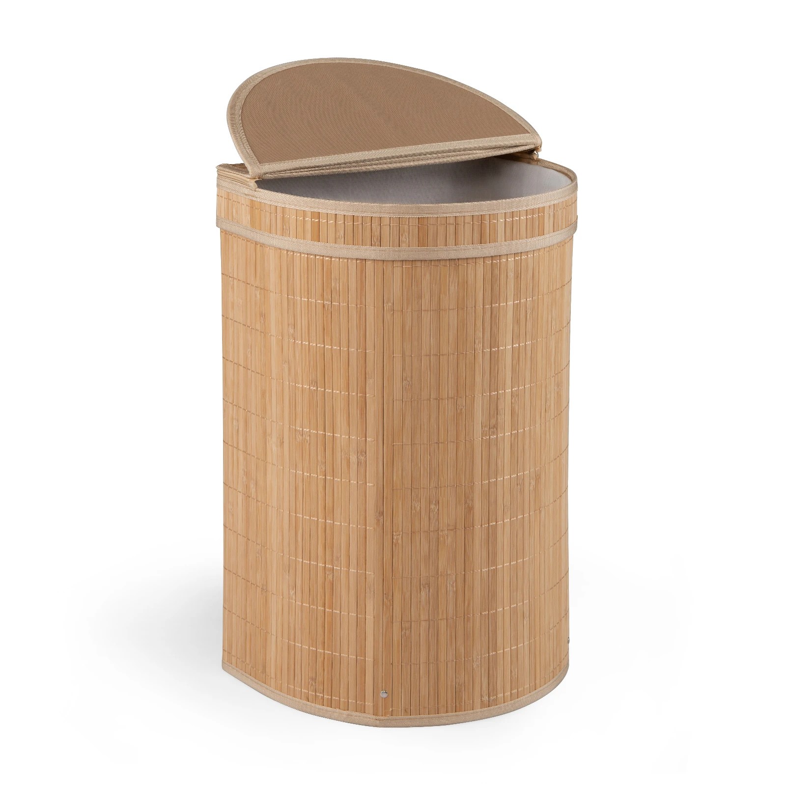 1 Costway 60L Bamboo Laundry Hamper w/Zippered Lid Clothes Hamper - Natural, 1 of 6