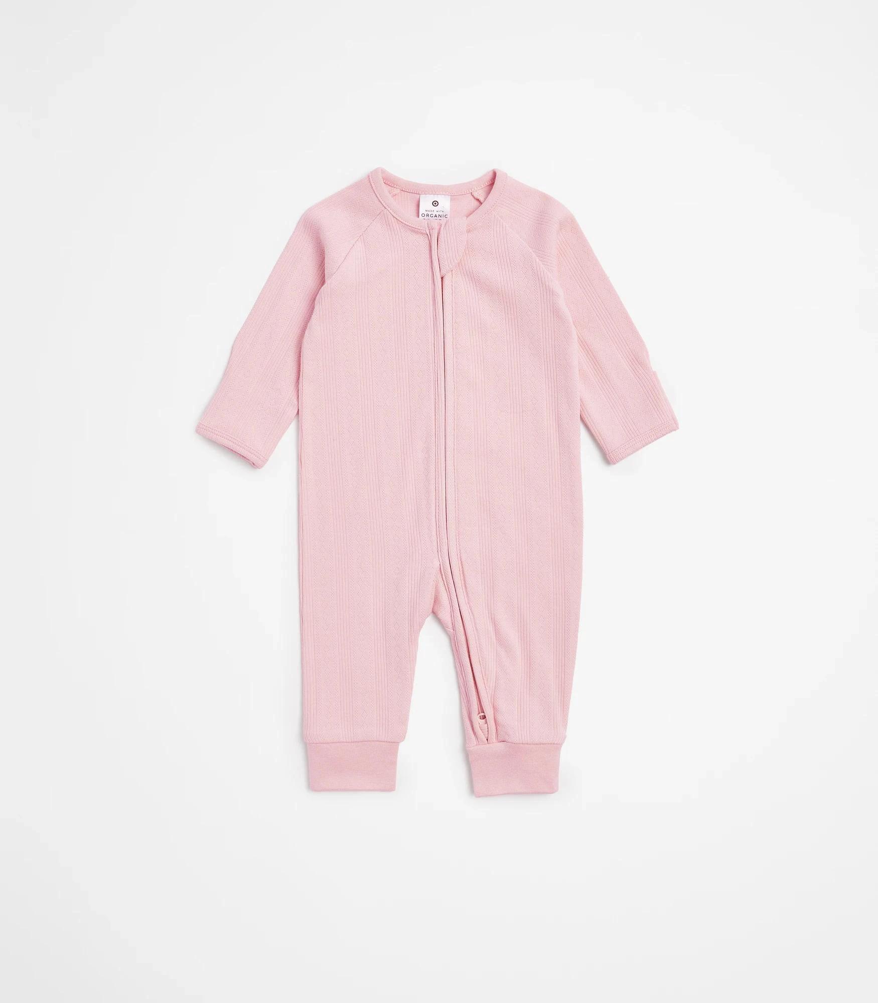 1 Target Baby Organic Cotton Pointelle Zip Coverall PINK, 1 of 3