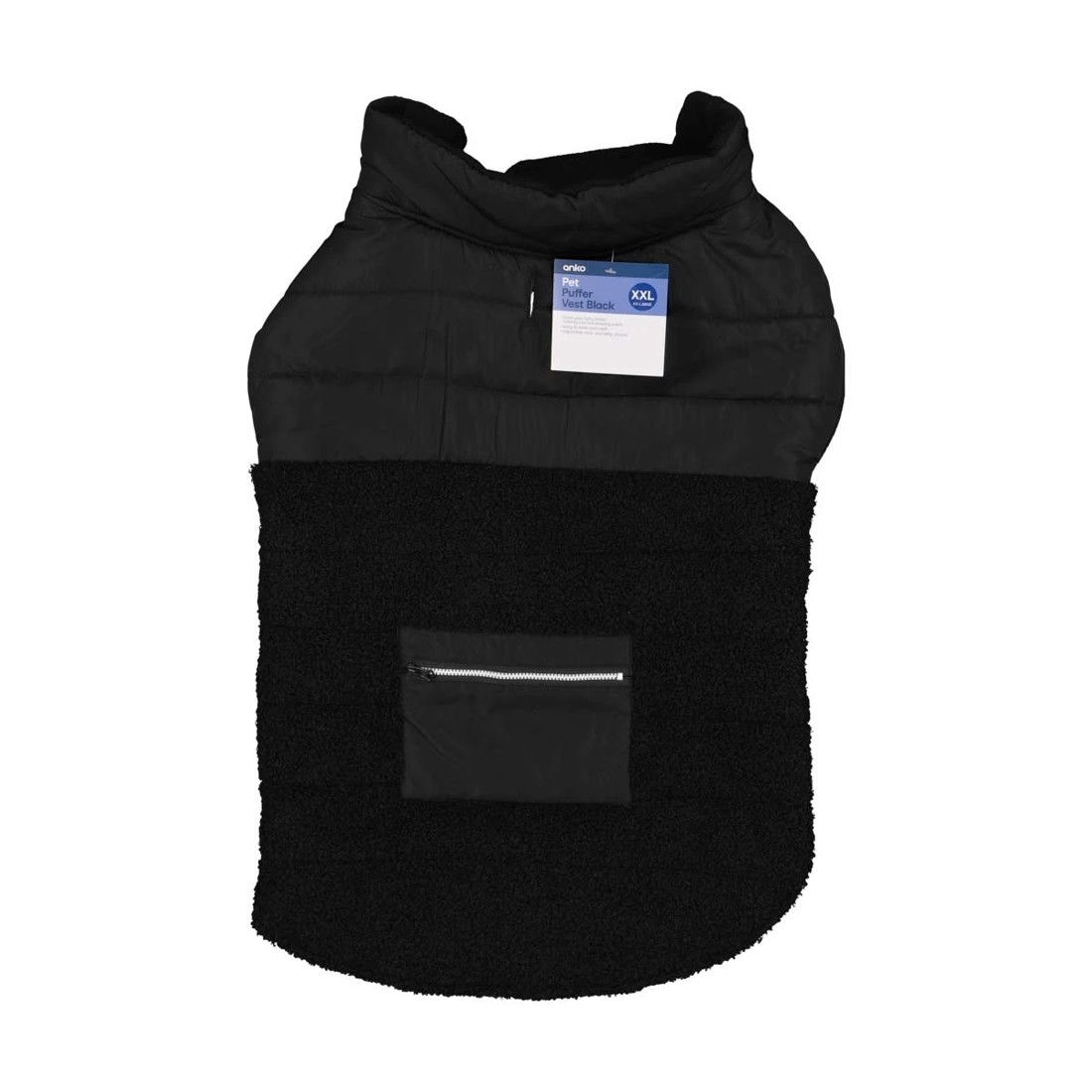 10 Pet Puffer Vest - Extra Extra Large, Black, 10 of 10