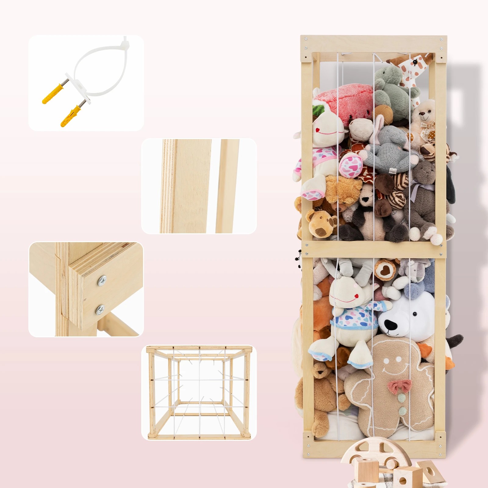 5 Costway Wooden Toy Storage Organizer Tall Display Rack, 5 of 6