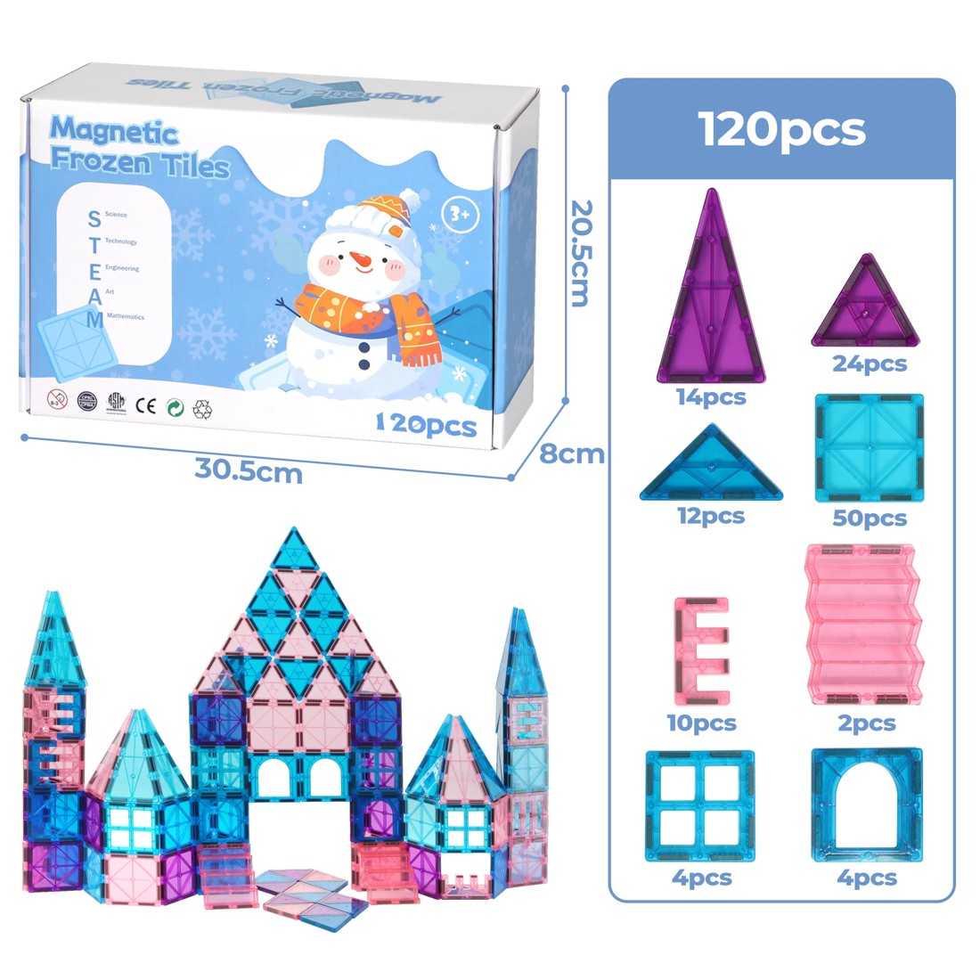 3 Bopeep Magnetic Tiles Blocks 120 Piece, 3 of 7