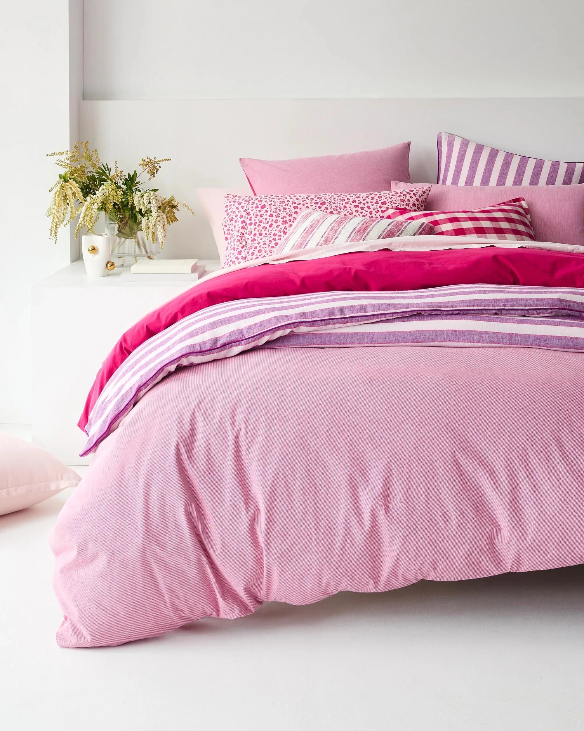 7 Arlo Cotton Stonewash Quilt Cover Set - Double Bed - Pink, 7 of 7