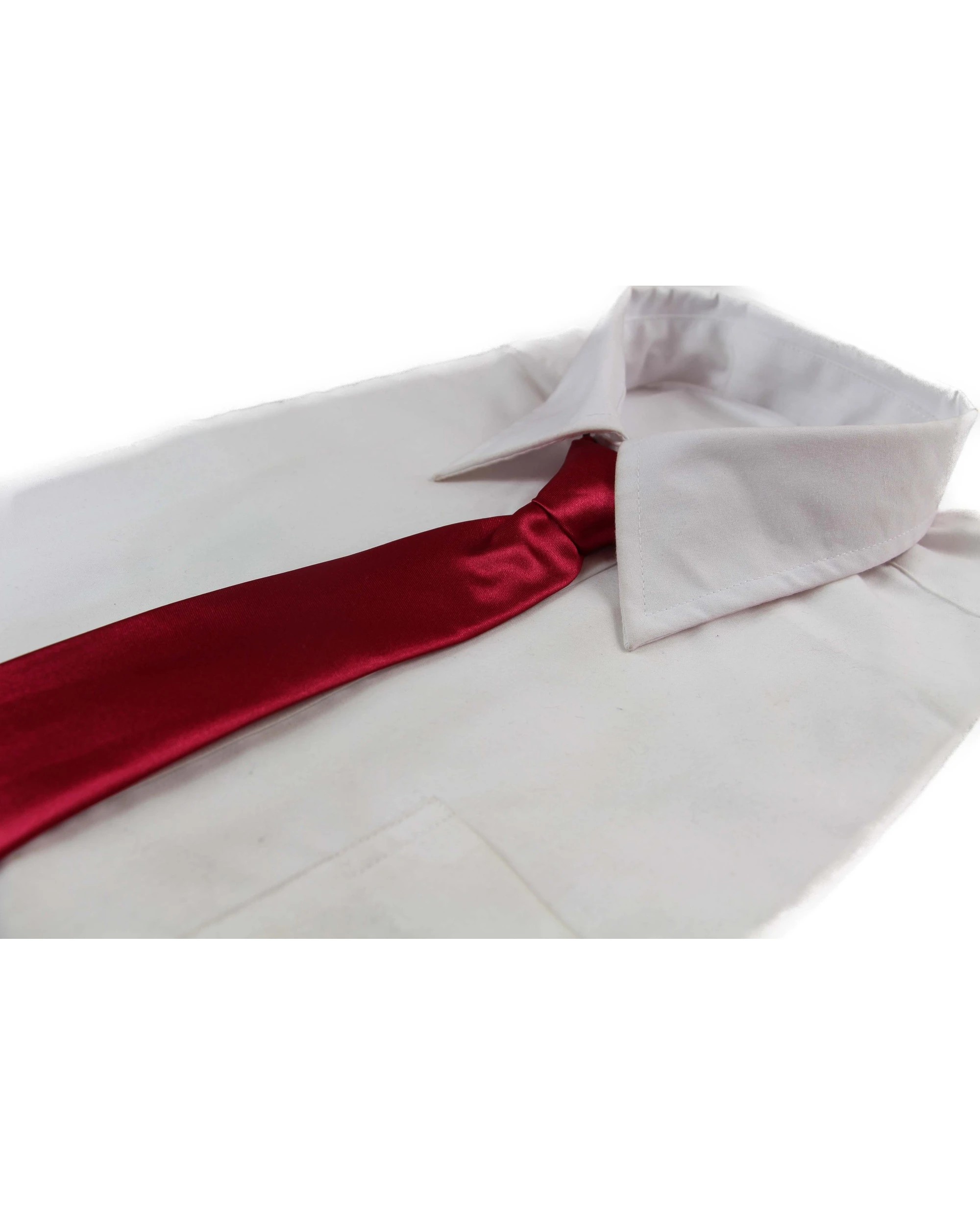 1 Zasel Kids Boys Dark Red Elastic Plain Neck Tie, 1 of 1