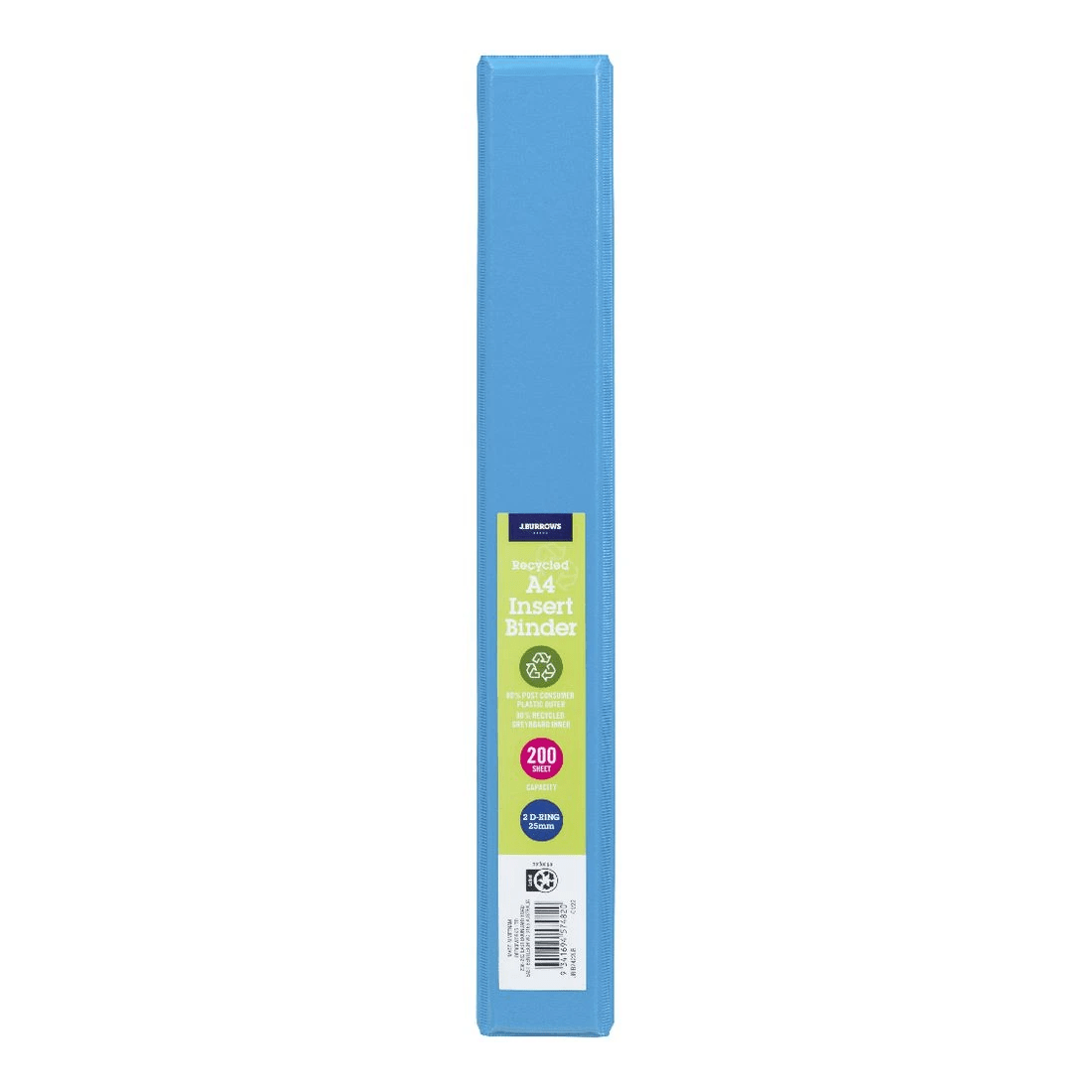 1 J.Burrows Insert Binder A4 2 D-Ring 25mm Light Blue, 1 of 4