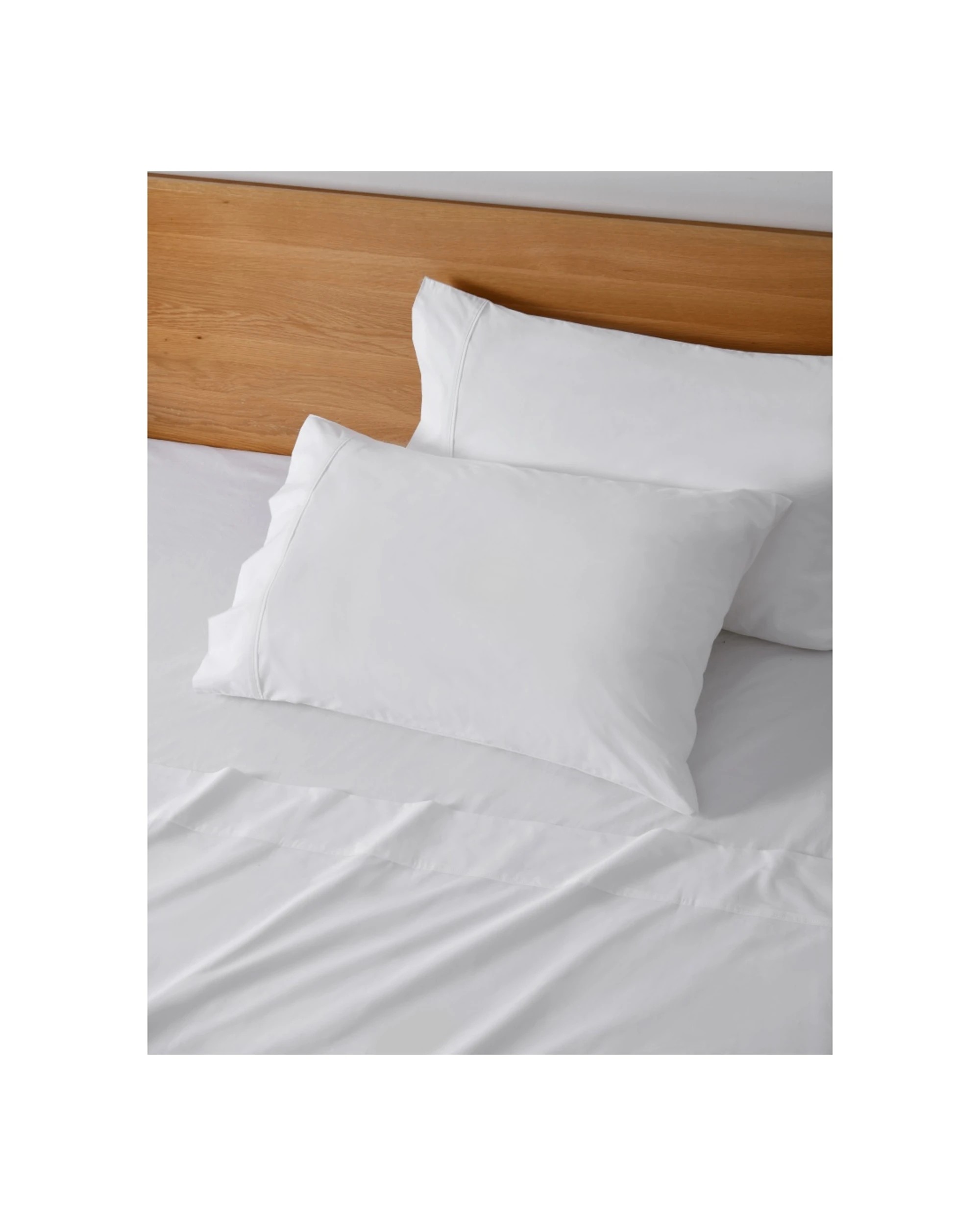 2 ONKAPARINGA 300TC Hepburn Cotton Percale Sheet Bedding Set - Queen Bed - White, 2 of 5