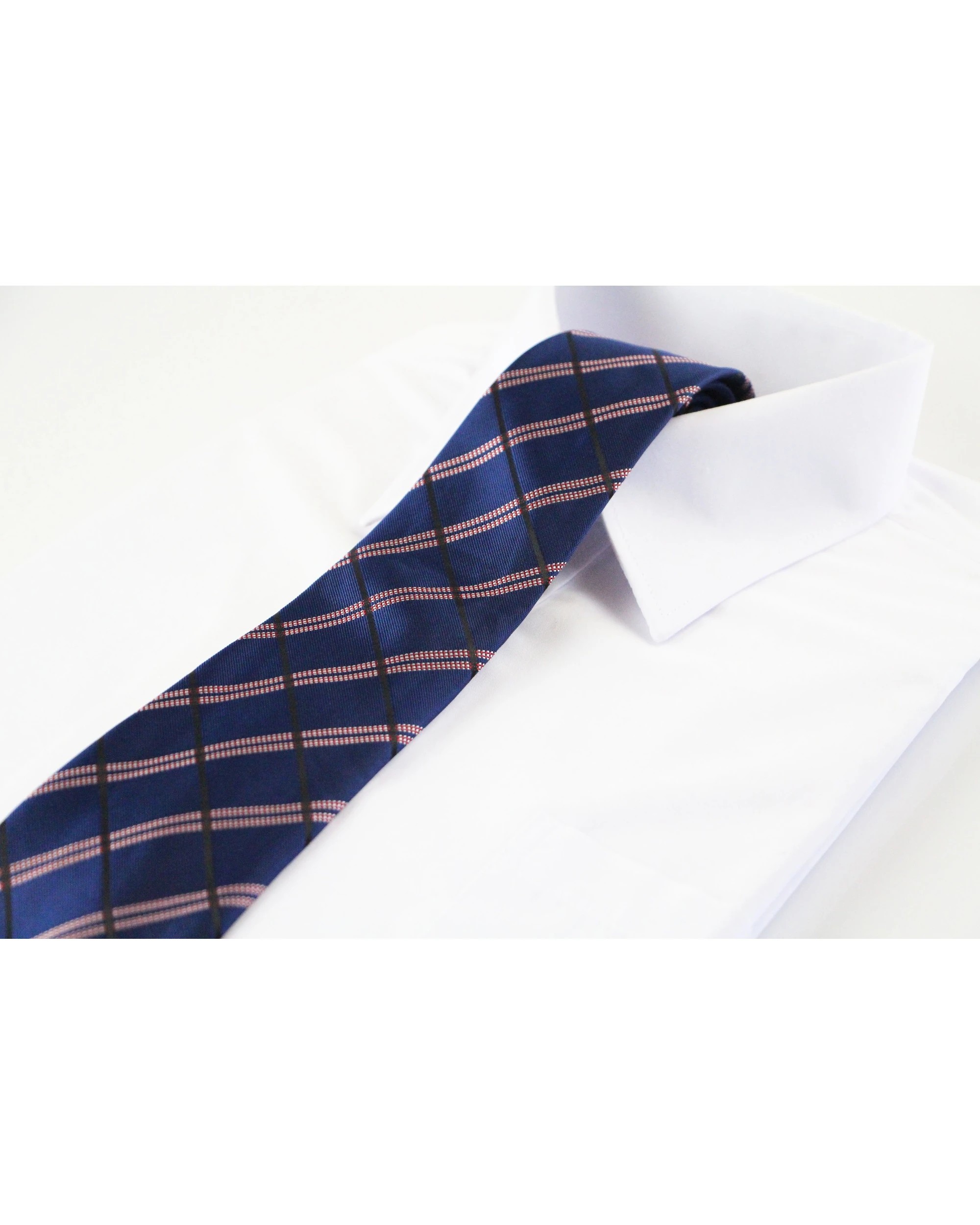 1 Zasel Mens Navy, Red & Black Striped 8cm Patterned Neck Tie, 1 of 2