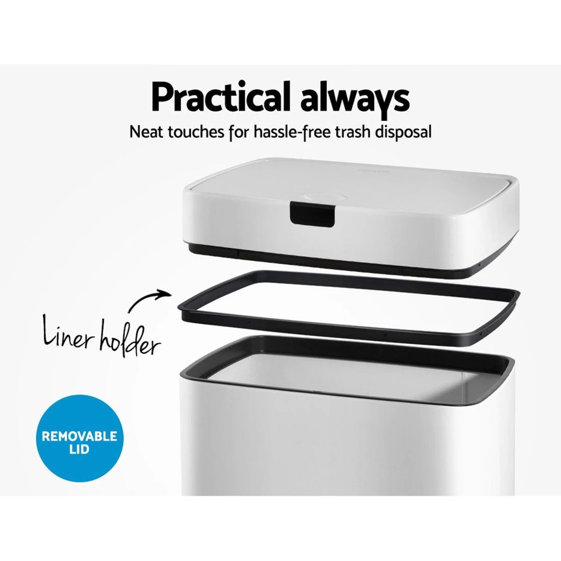 4 Devanti 45L Motion Sensor Bin Rubbish Automatic - White, 4 of 6