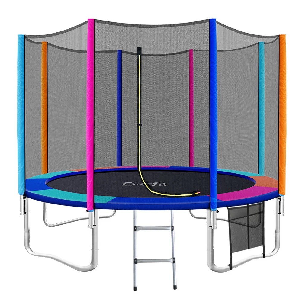 1 Everfit 12FT Trampoline for Kids w/ Ladder Enclosure Safety Net Pad Gift Round - Multi, 1 of 8