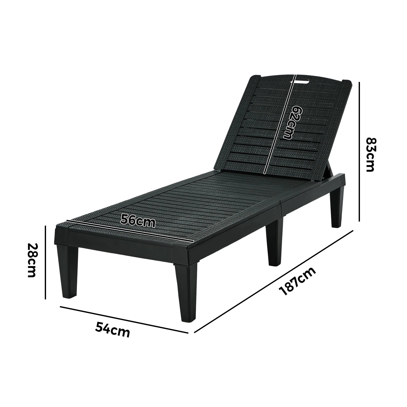 2 Livsip Sun Lounge Adjustable Outdoor Lounger Beach Chair Patio Furniture - Black, 2 of 8
