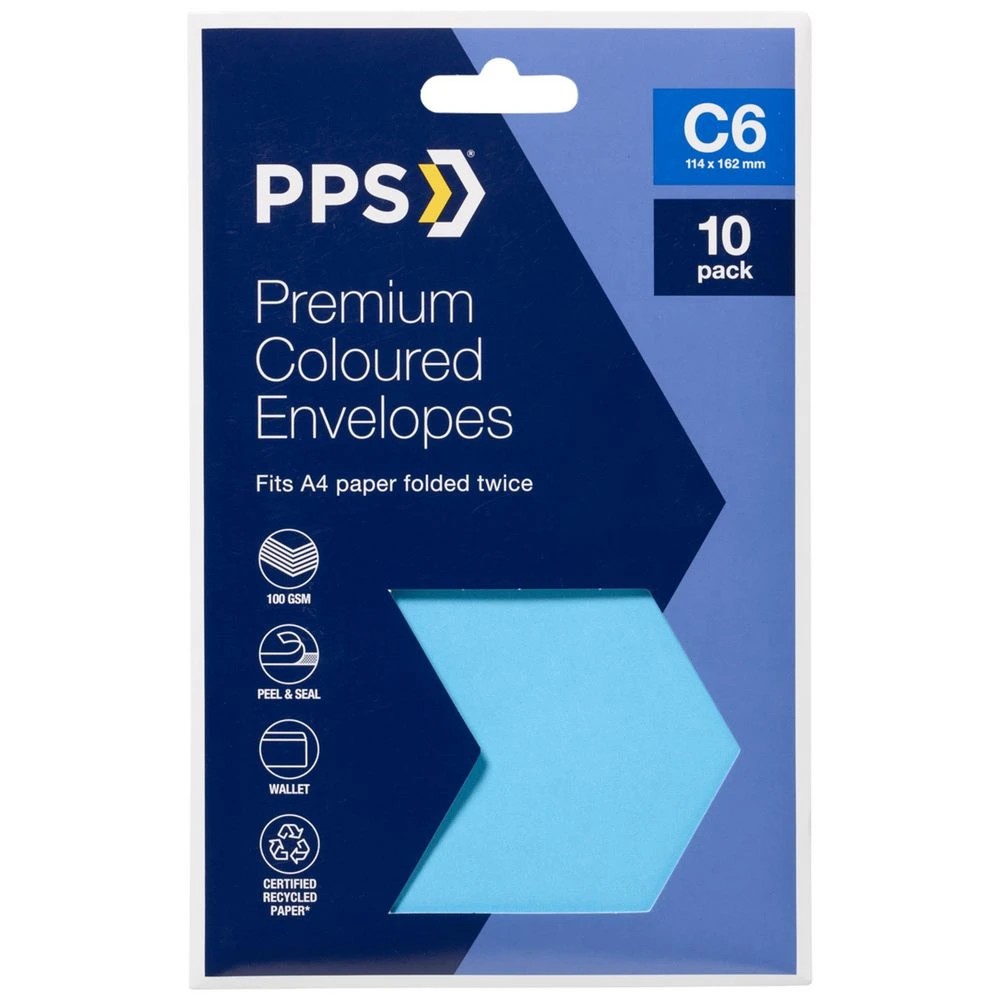 1 PPS C6 Printed Coloured Envelopes Bonnie Blue 10 Pack, 1 of 3