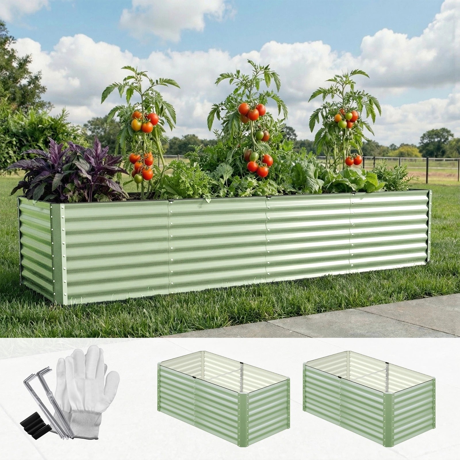 3 Livsip Garden Bed 320x80x73CM Raised Container Vegetable Planter Box - Green, 3 of 8