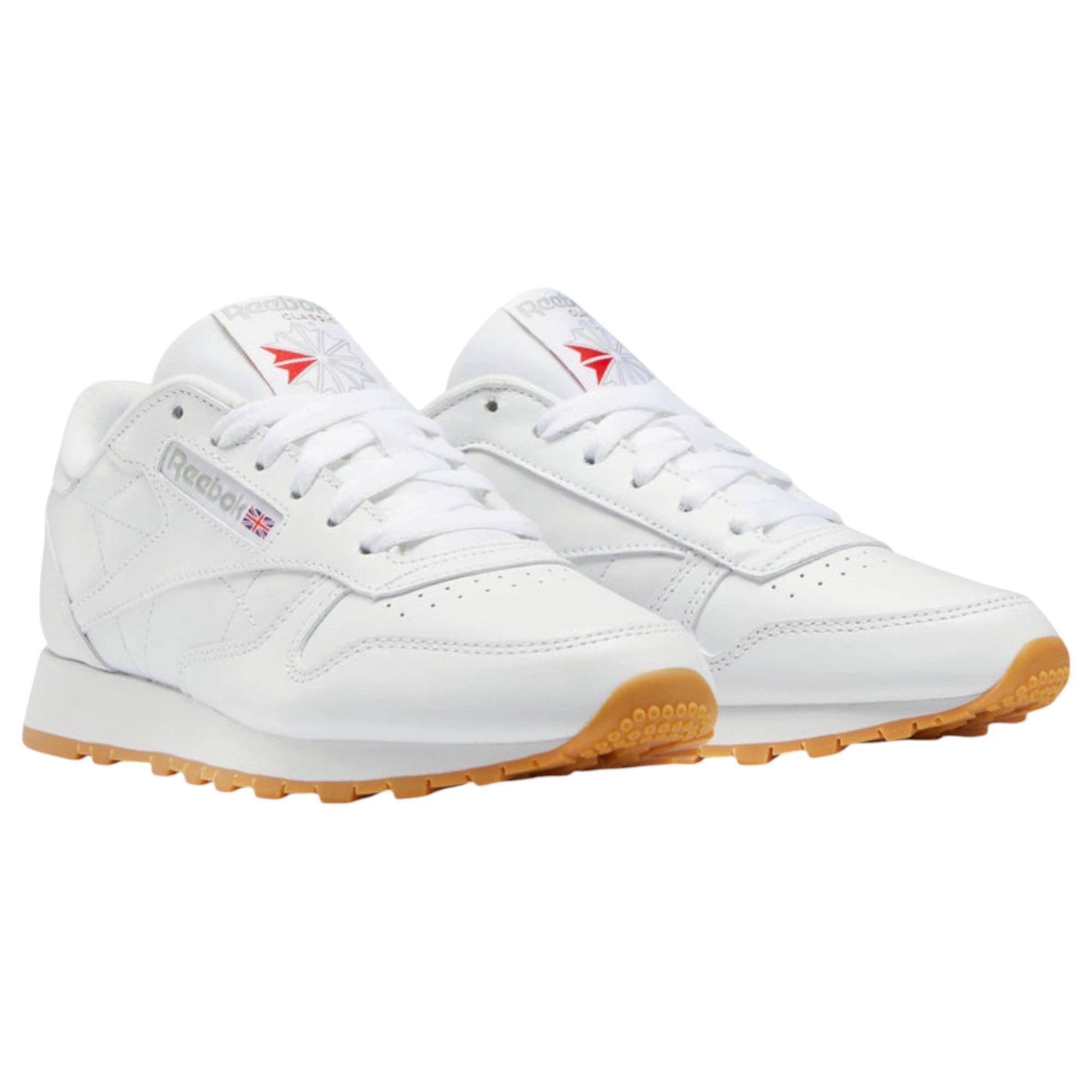 2 Reebok Mens Classic Leather Casual Shoes WHITE/GUM, 2 of 9