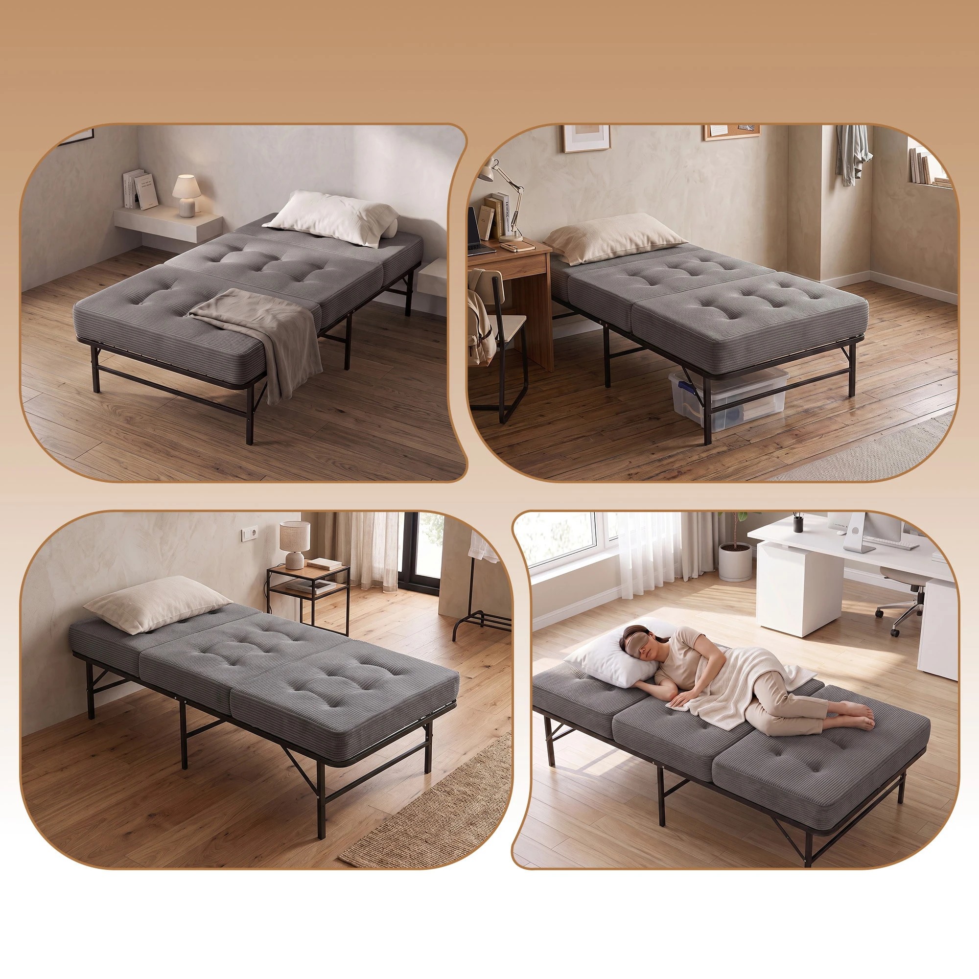 7 Giselle Bedding Folding Bed with Mattress Metal Frame Guest Bed 15cm Foam Foldable - Single Bed - Multi, 7 of 9