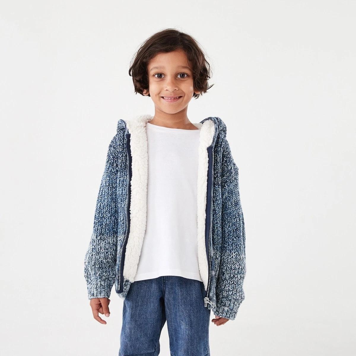 1 Sherpa Knit Hoodie Nvy Twist, 1 of 9