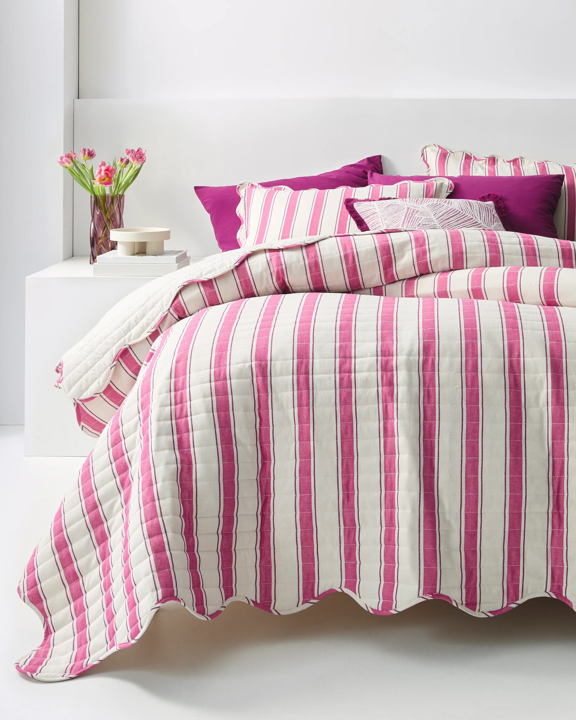 1 Target Esther Stripe Quilted Coverlet Set - King Bed - Pink, 1 of 8