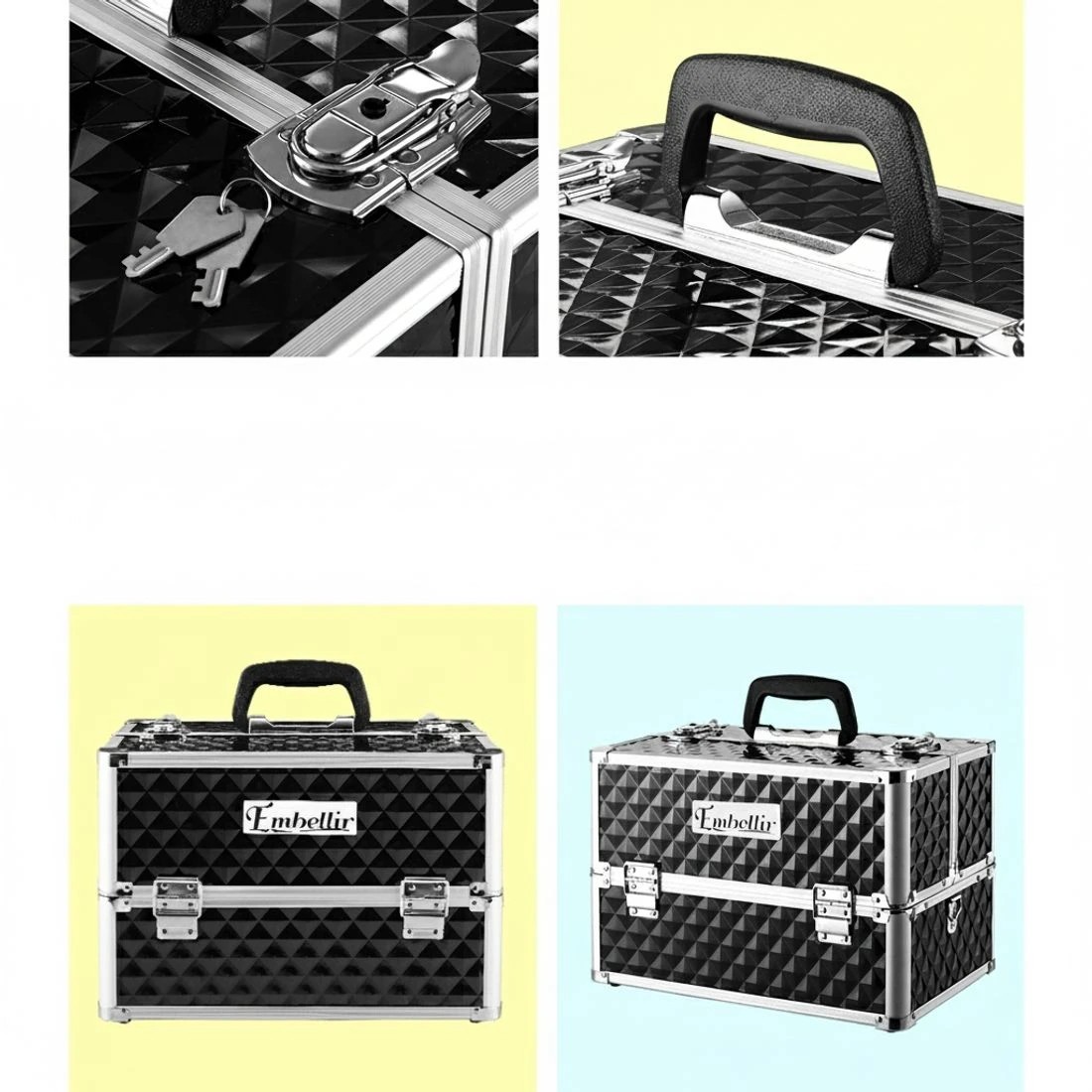4 Embellir Beauty Case Makeup Travel Bag Organiser Cosmetic Storage Large Portable - Black, 4 of 8