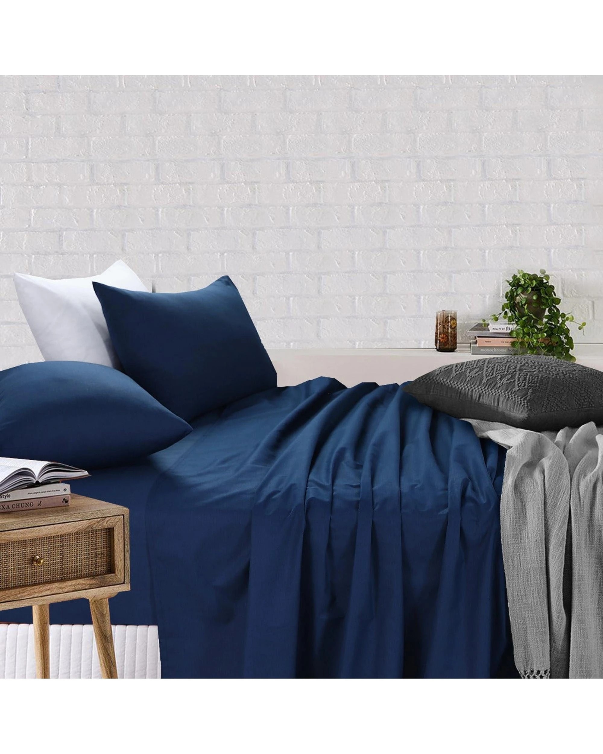 1 Amsons Sheet Set Fitted & Flat Sheet With Pillowcases - King Bed - Blue, 1 of 1