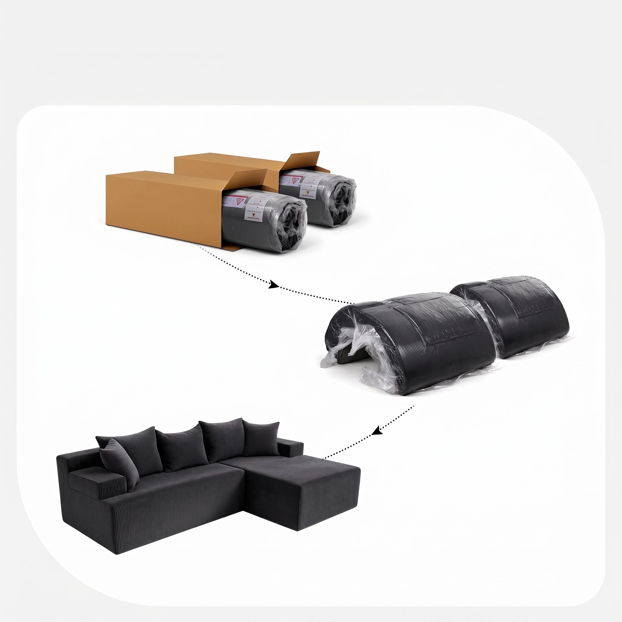 9 Artiss Modular Sectional Sofa Bed Convertible L-Shaped Couch with Deep Seat for - Black, 9 of 10