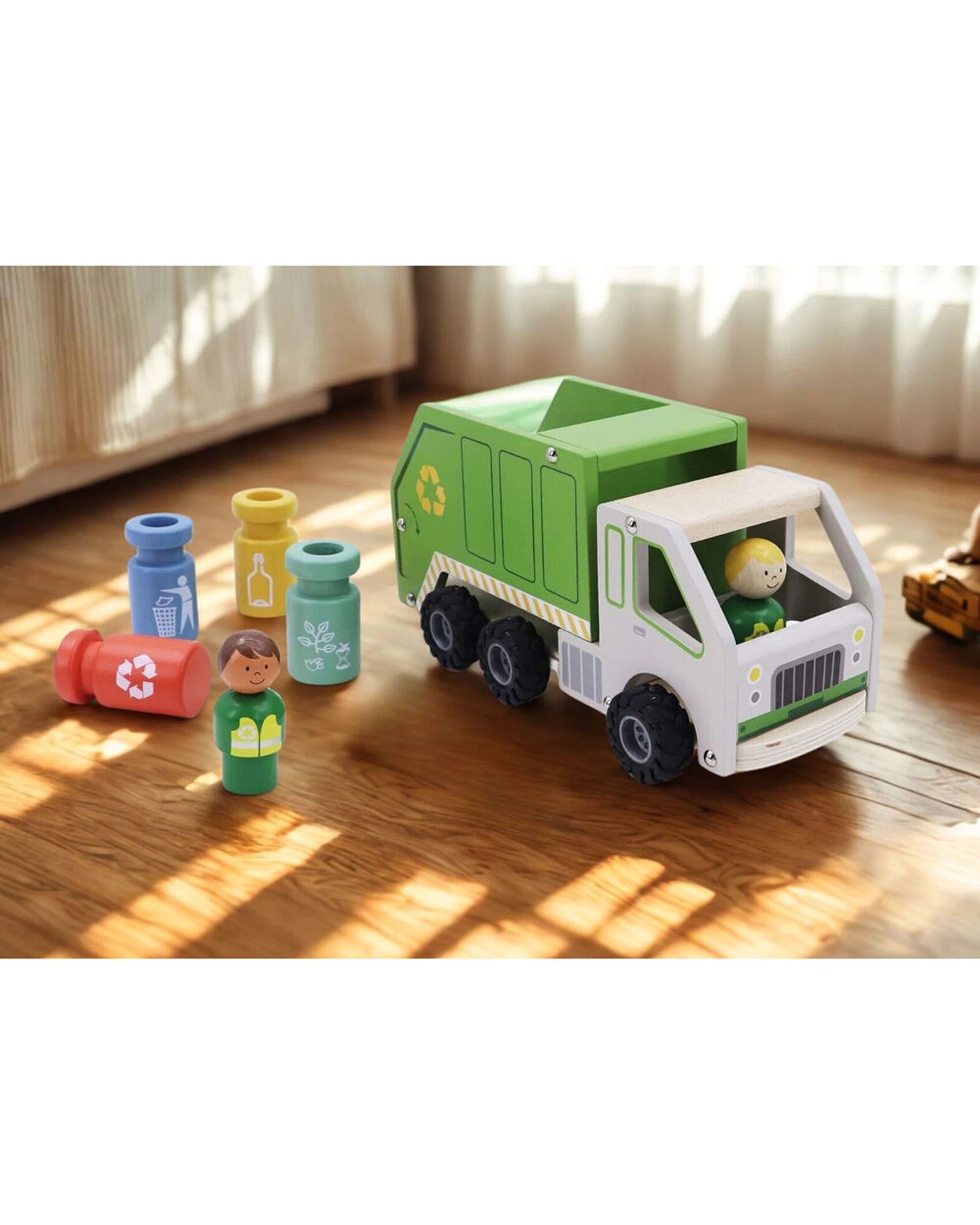 4 Kaper Kidz Wooden Recycling Garbage Truck Kids Toy Playset - Multi, 4 of 6