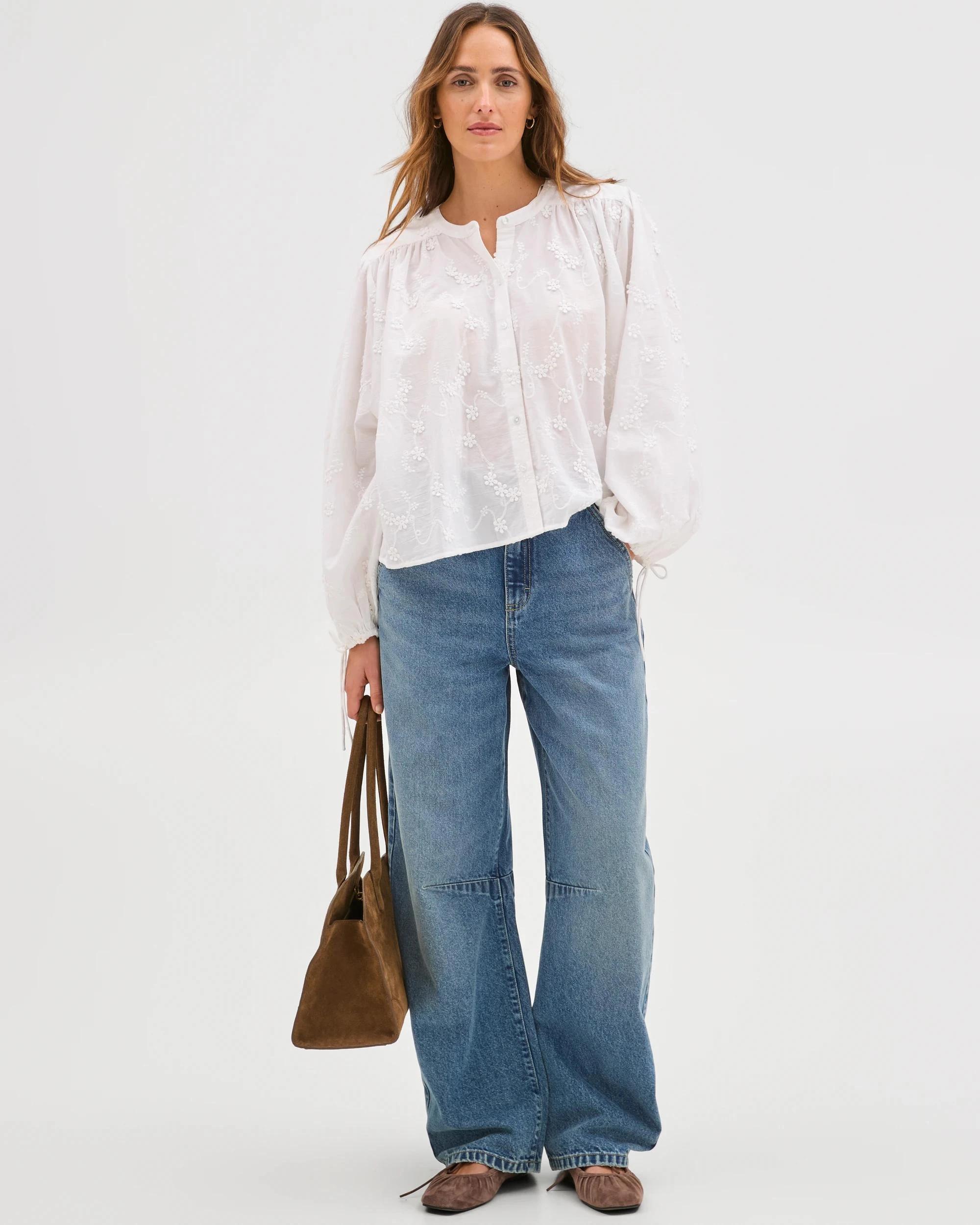 1 Target Woman Long Sleeve Soft Femme Shirt WHITE, 1 of 5