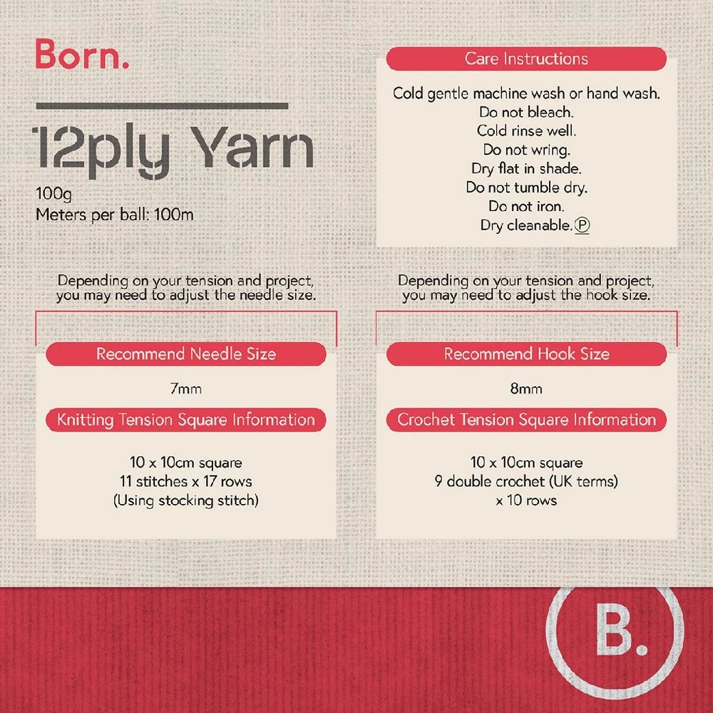 3 Born 12 Ply Yarn 100g Ecru, 3 of 3