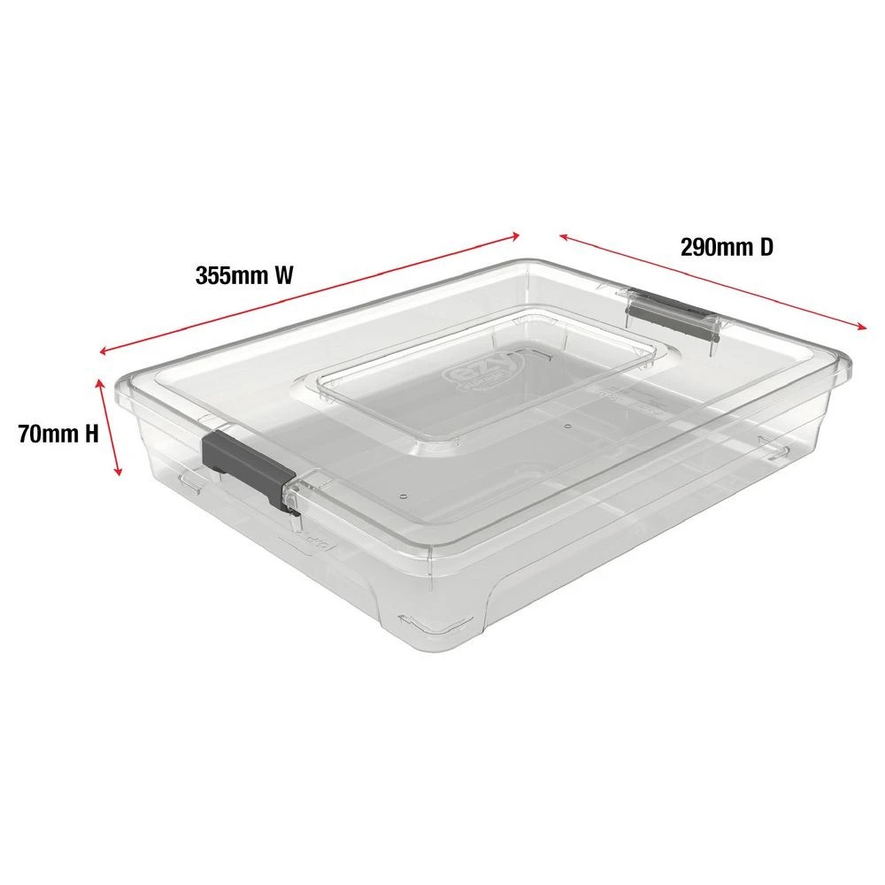 2 Ezy Storage 4.8L A4 Clip Lock Storage Container Clear, 2 of 3