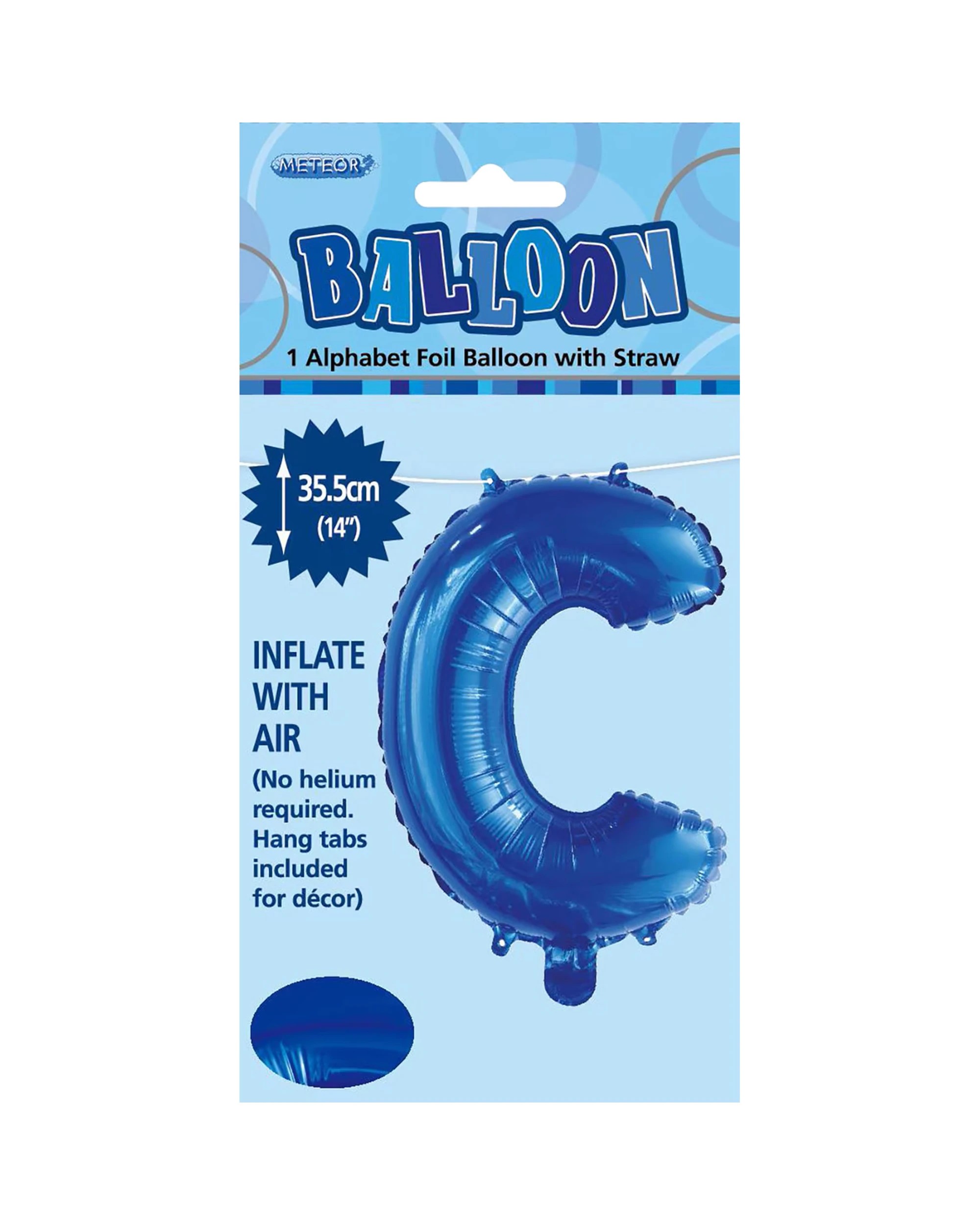 2 Meteor Letter C Foil Air Fill Balloon 35.5cm - Blue, 2 of 2