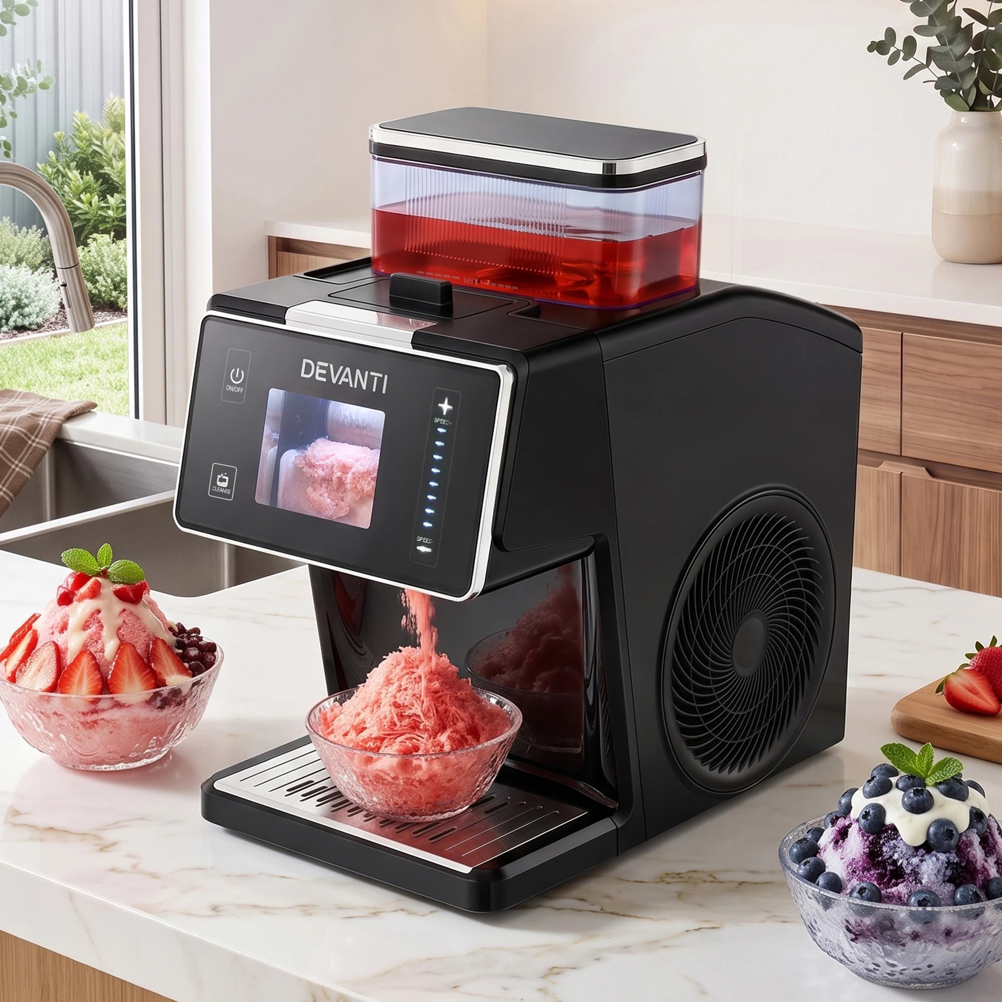 2 Devanti 20kg Ice Maker Snowflake Shaved Bingsu Slushie - Black, 2 of 9