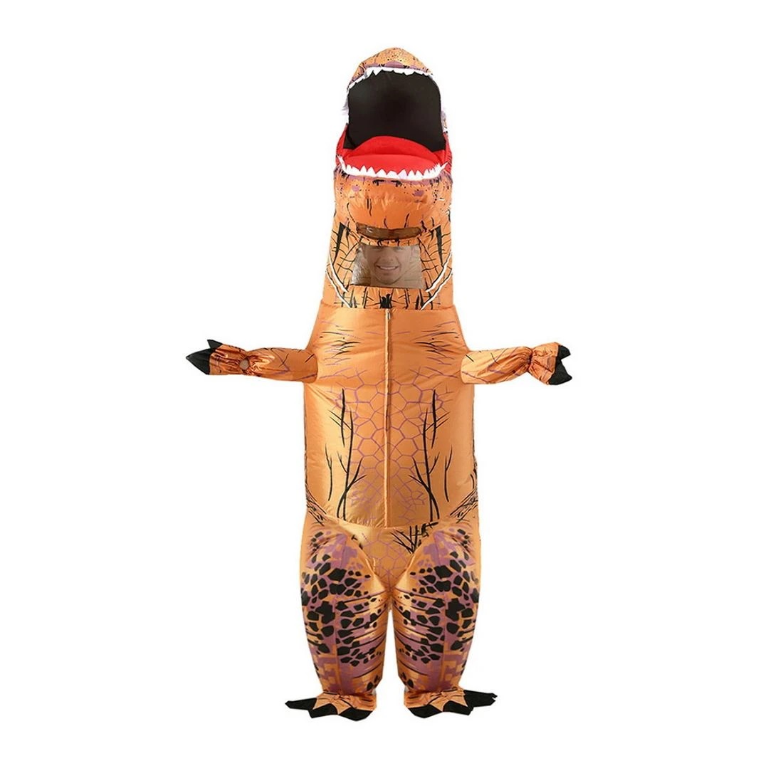 1 Inflatable Dinosaur Costume T-Rex Adult Suit Blow Up Party Fancy Dress Halloween - Brown, 1 of 4