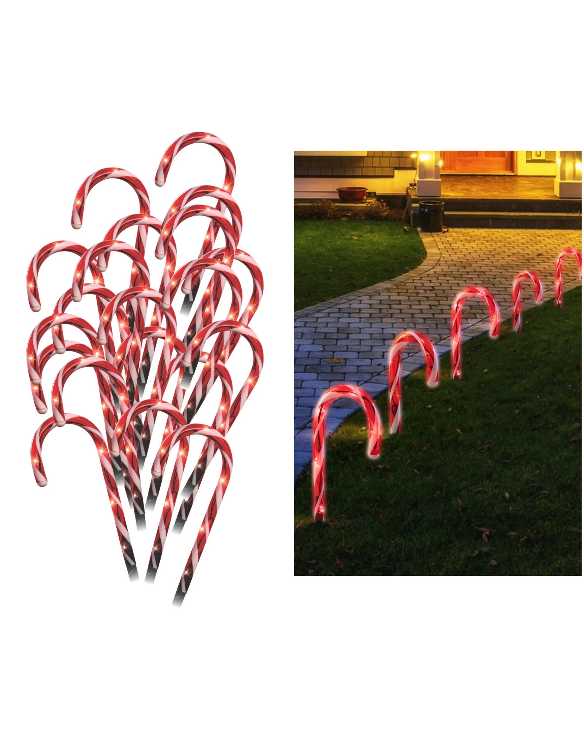 1 Festive Magic 20 Flashing Christmas Candy Cane LED Lights - Red and White, 1 of 3