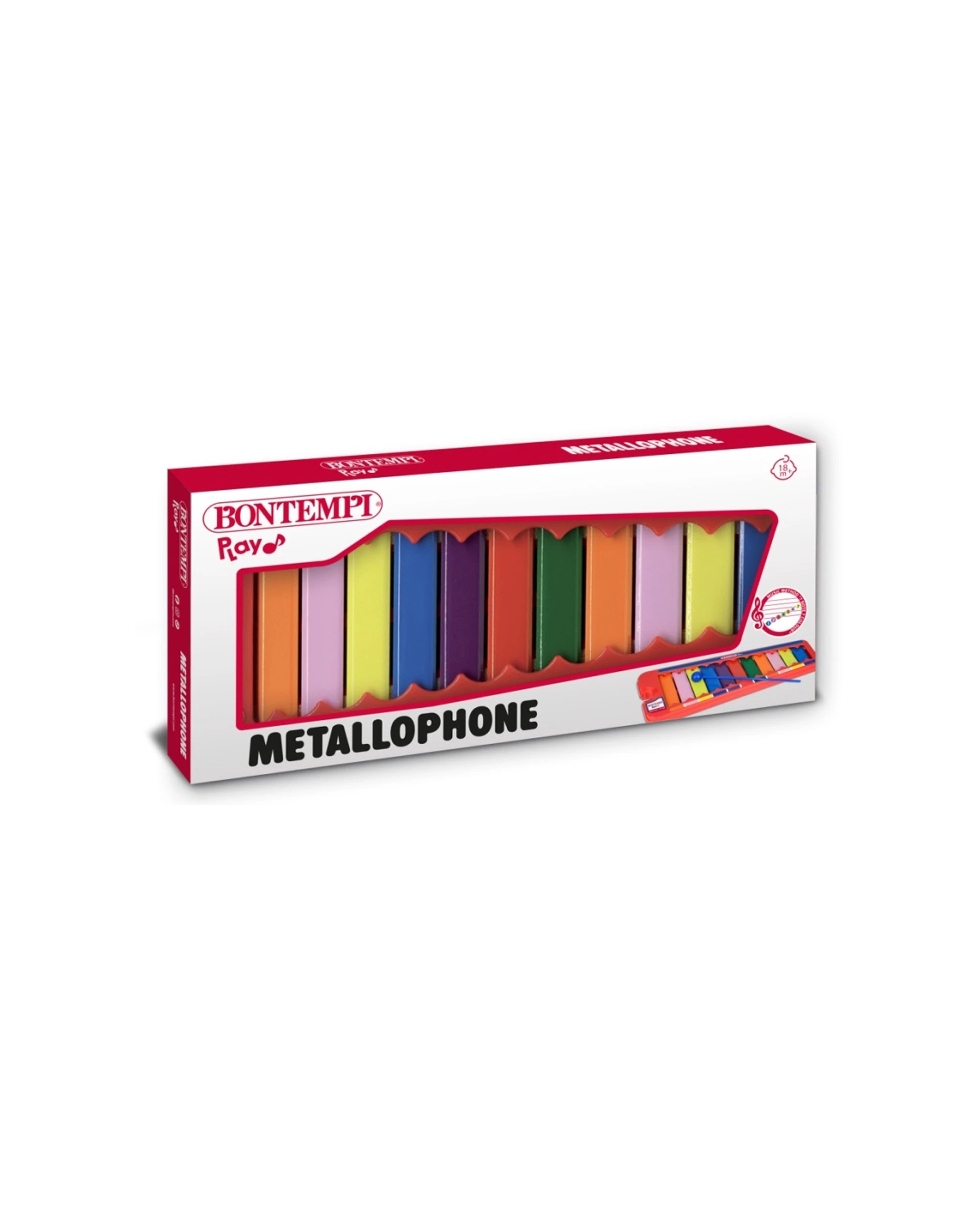 4 Bontempi 2PK Xylophone 11 Coloured Metal Notes With Stick Kids Toy - Multi, 4 of 4