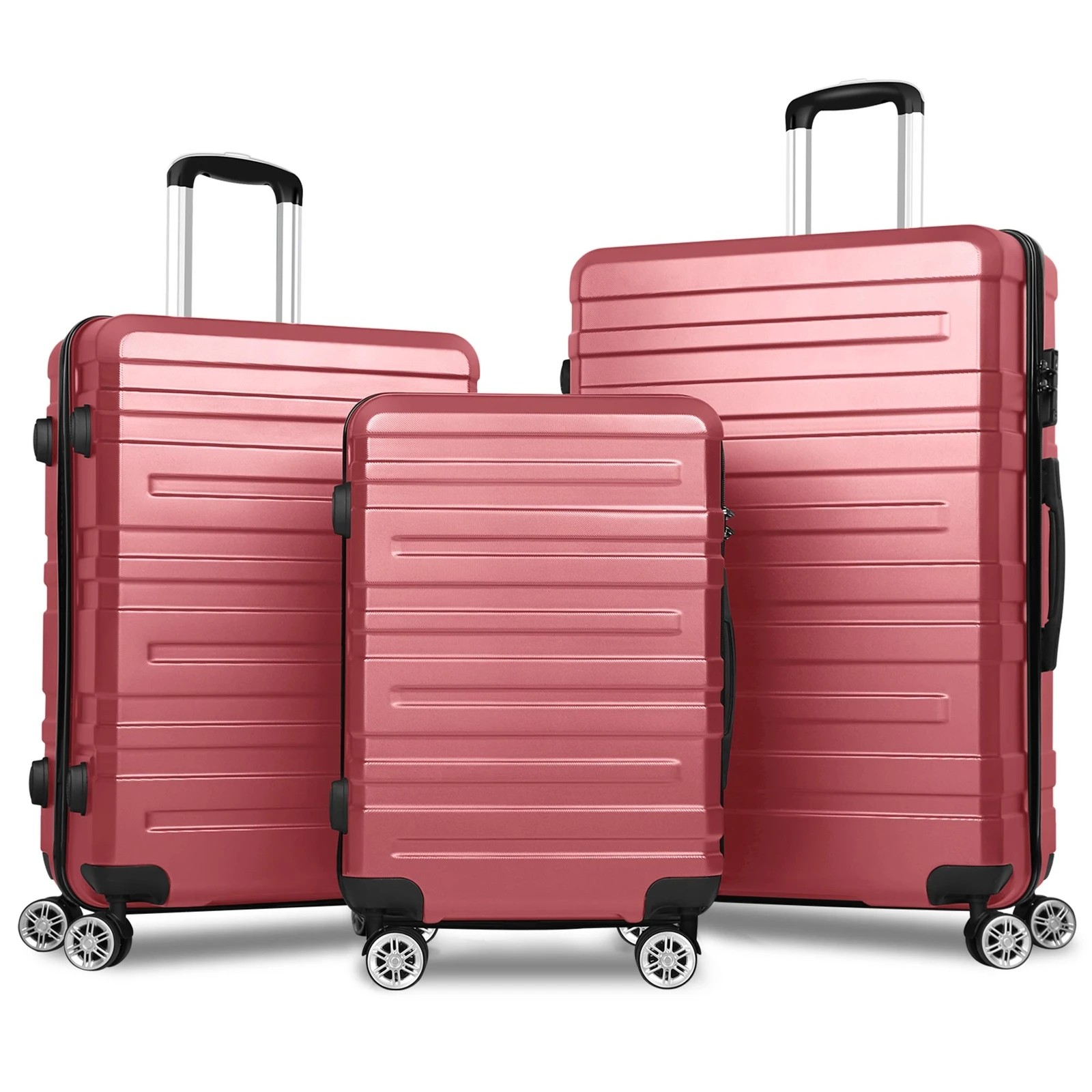 1 Alfordson Luggage 3PCS Set Suitcase ABS+PC Trolley TSA Hard Shell Case - Pink, 1 of 10