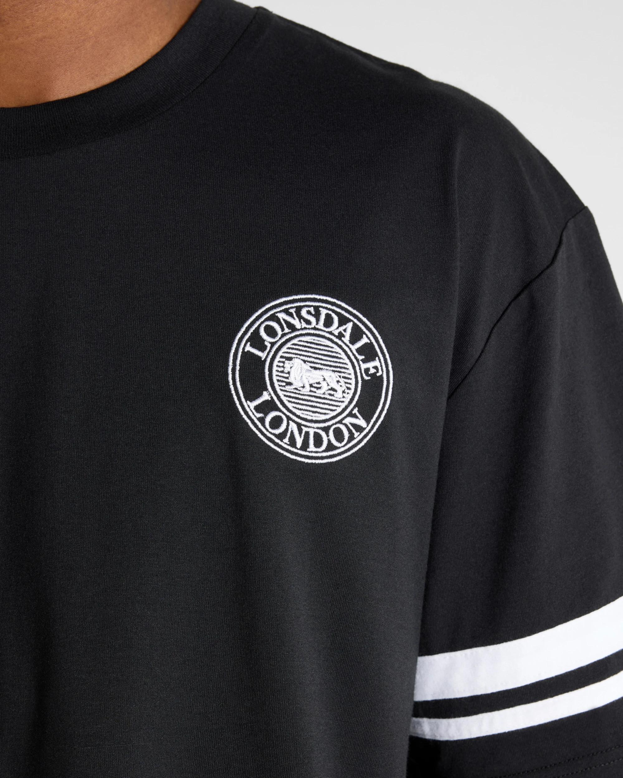 4 Varsity Short Sleeve T-shirt - Lonsdale London BLACK, 4 of 5